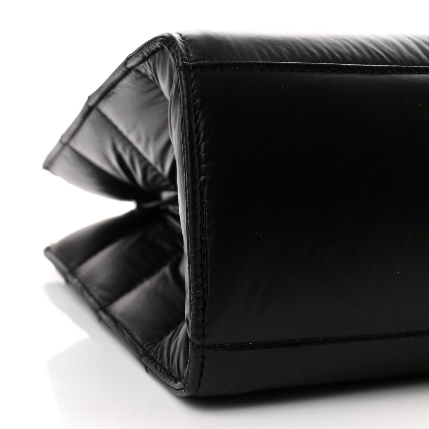 Nylon Medium Puff Shopping Bag Black
