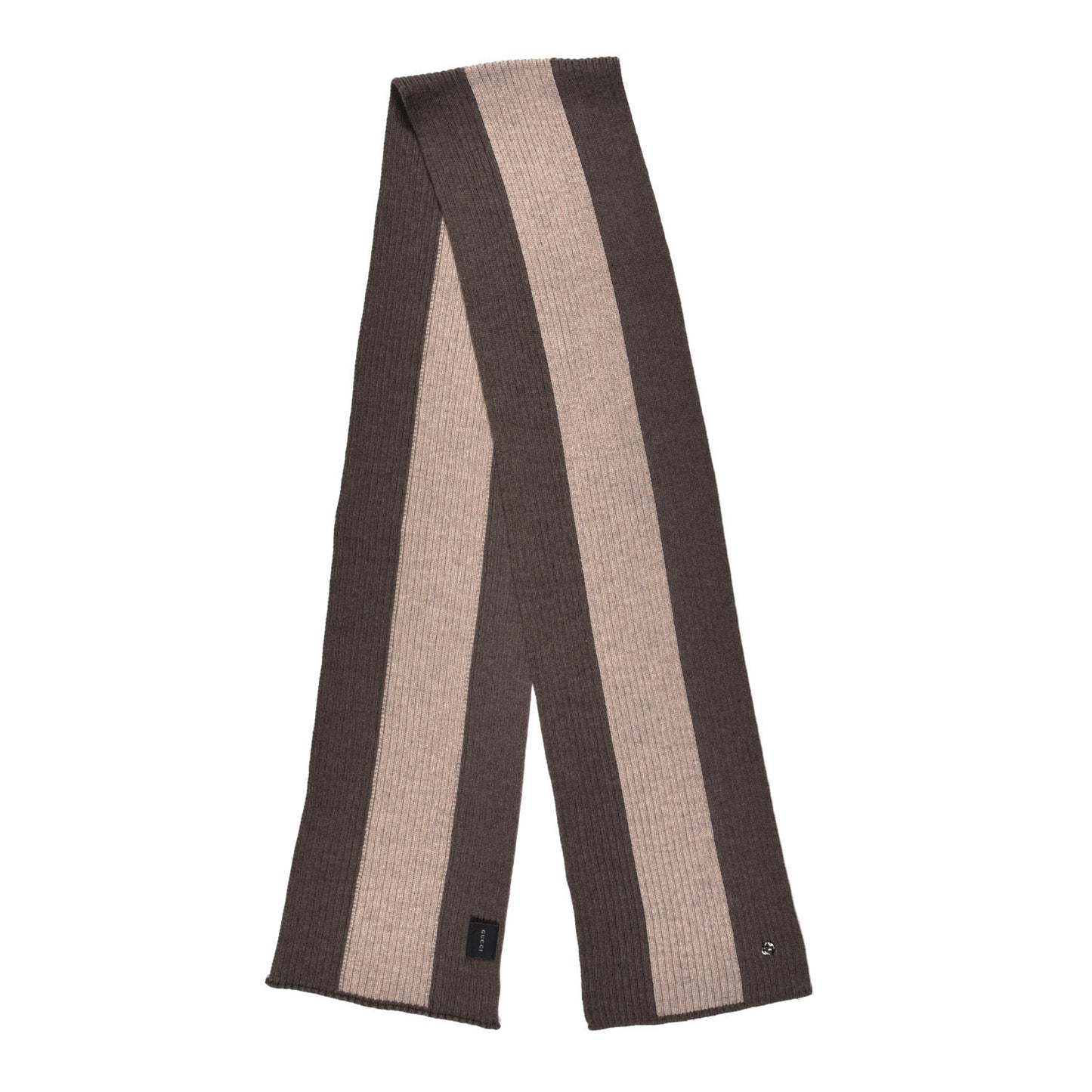 Wool Web Interlocking G scarf Brown Beige