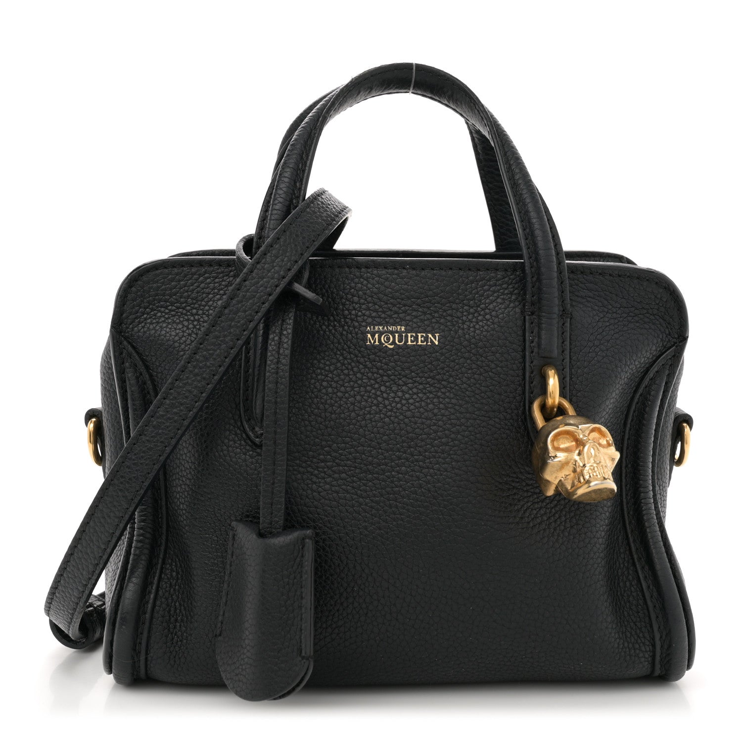 Alexander McQueen Pebbled Calfskin Mini Skull Padlock Zip Around Tote Black 1649684 FASHIONPHILE Alexander McQueen Pebbled Calfskin Mini Skull Padlock Zip Around Tote Black 1649684 FASHIONPHILE