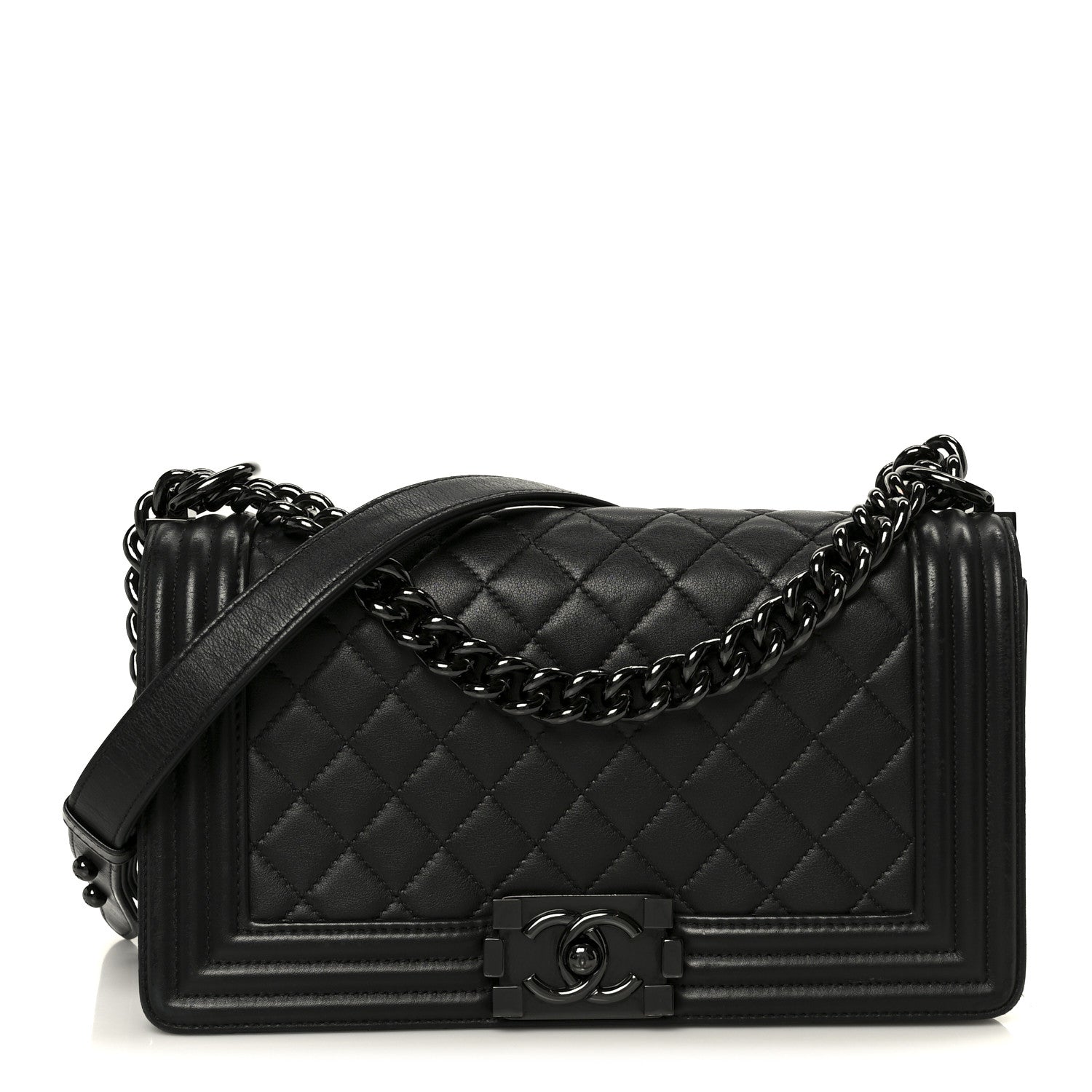 Chanel Calfskin Quilted Medium Boy Flap So Black 1864217