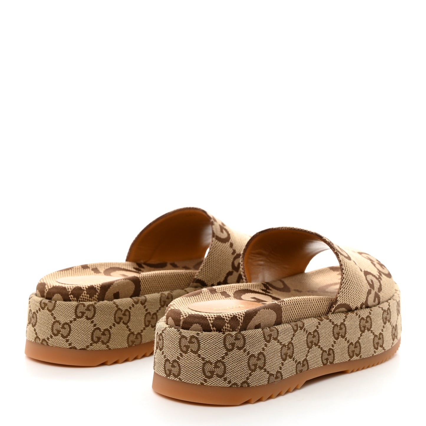 Monogram Maxi GG Angelina Platform 55mm Slide Sandals 39 Camel Ebony