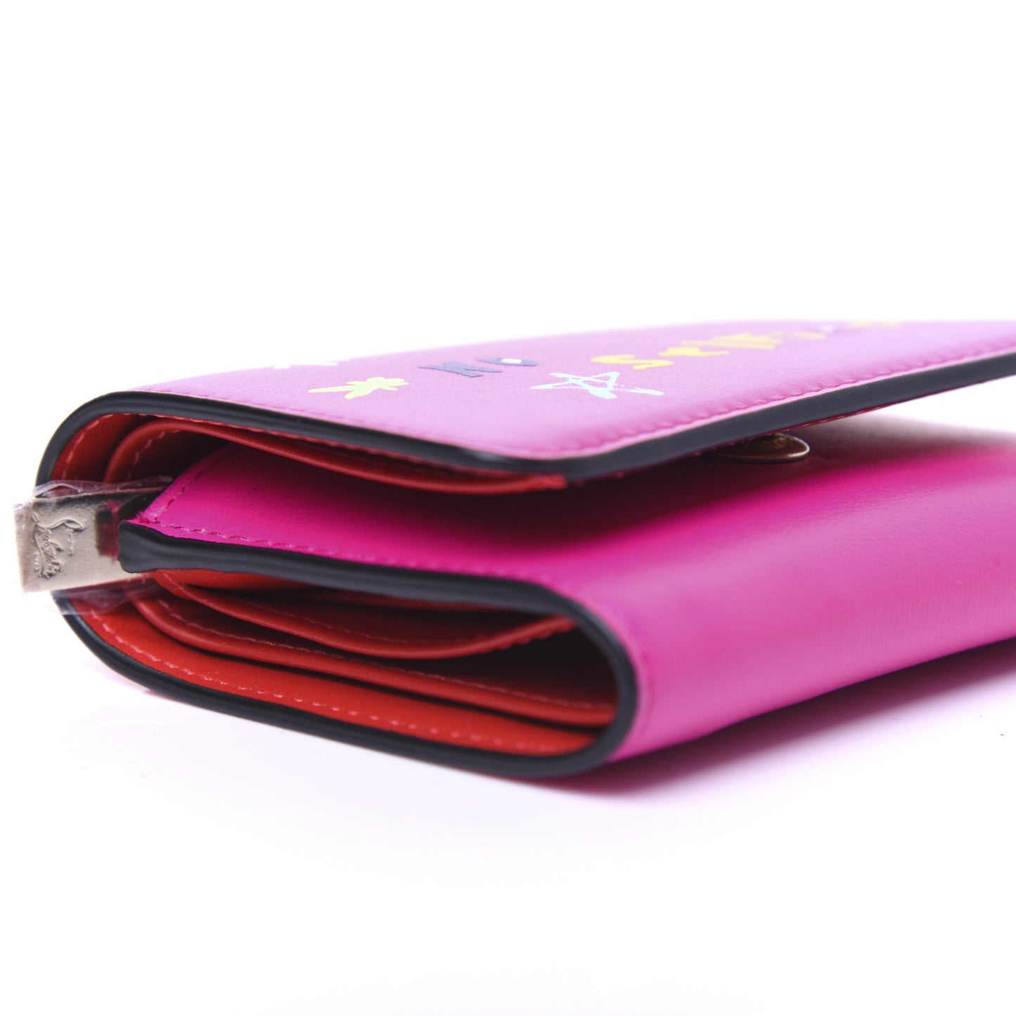 Calfskin No Selfies Script Mini Loubigaga Wallet Pink