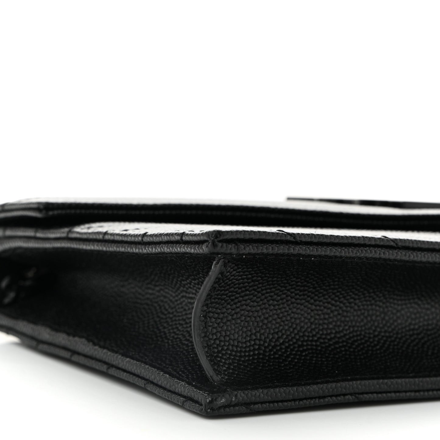 Grain De Poudre Matelasse Chevron Monogram Monochrome Envelope Chain Wallet Black