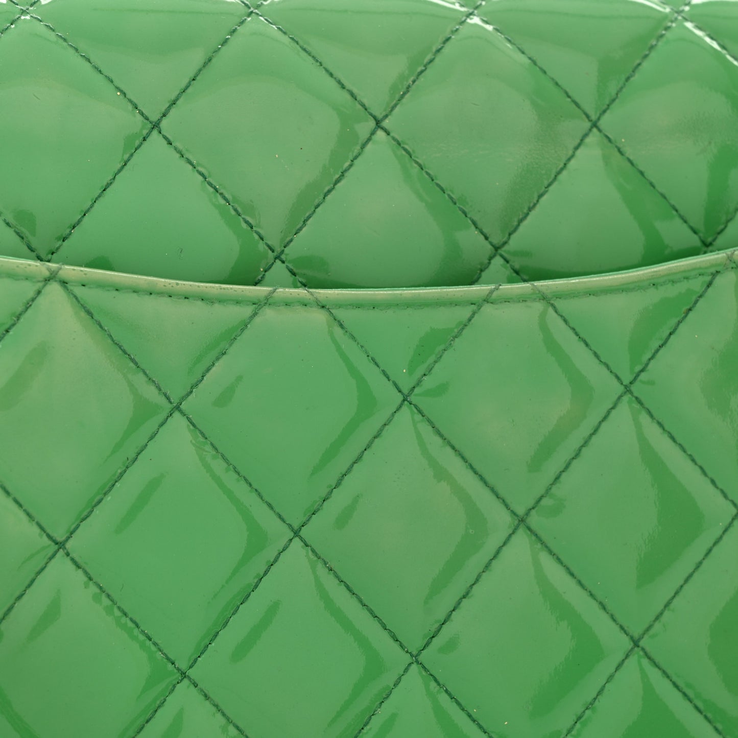 Patent Quilted Jumbo Double Flap Green