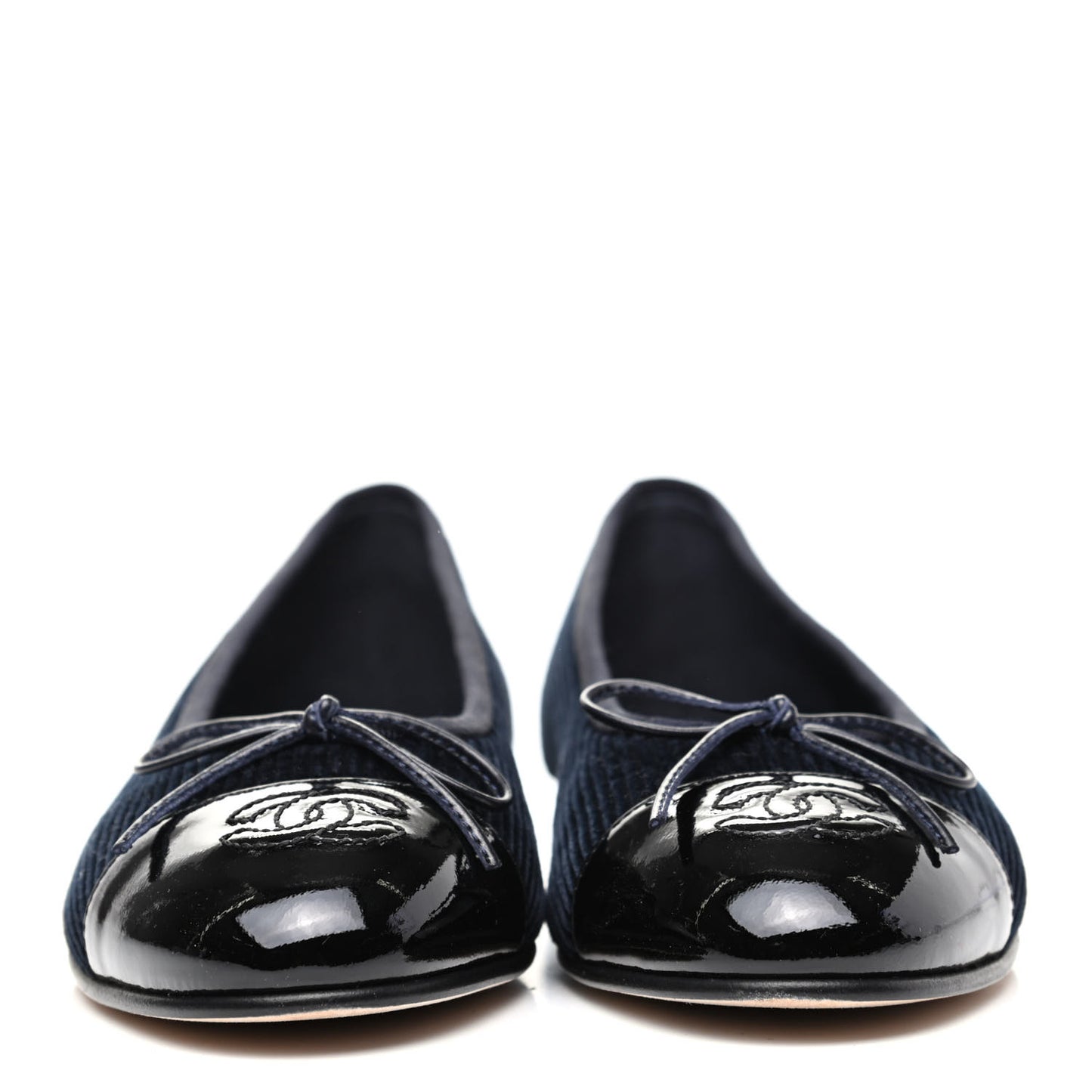 Corduroy Patent Cap Toe CC Ballerina Flats 36.5 Navy Black