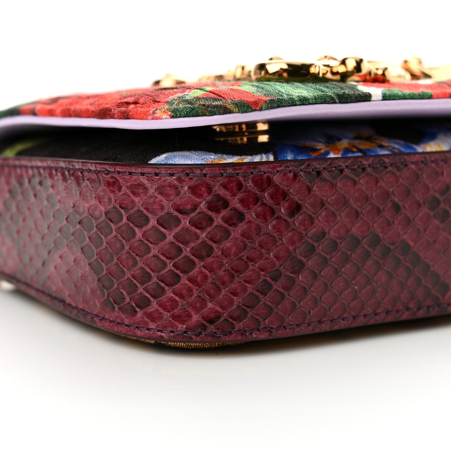 DOLCE GABBANA Patchwork Snakeskin Brocade DG Girls Shoulder Bag Multicolor