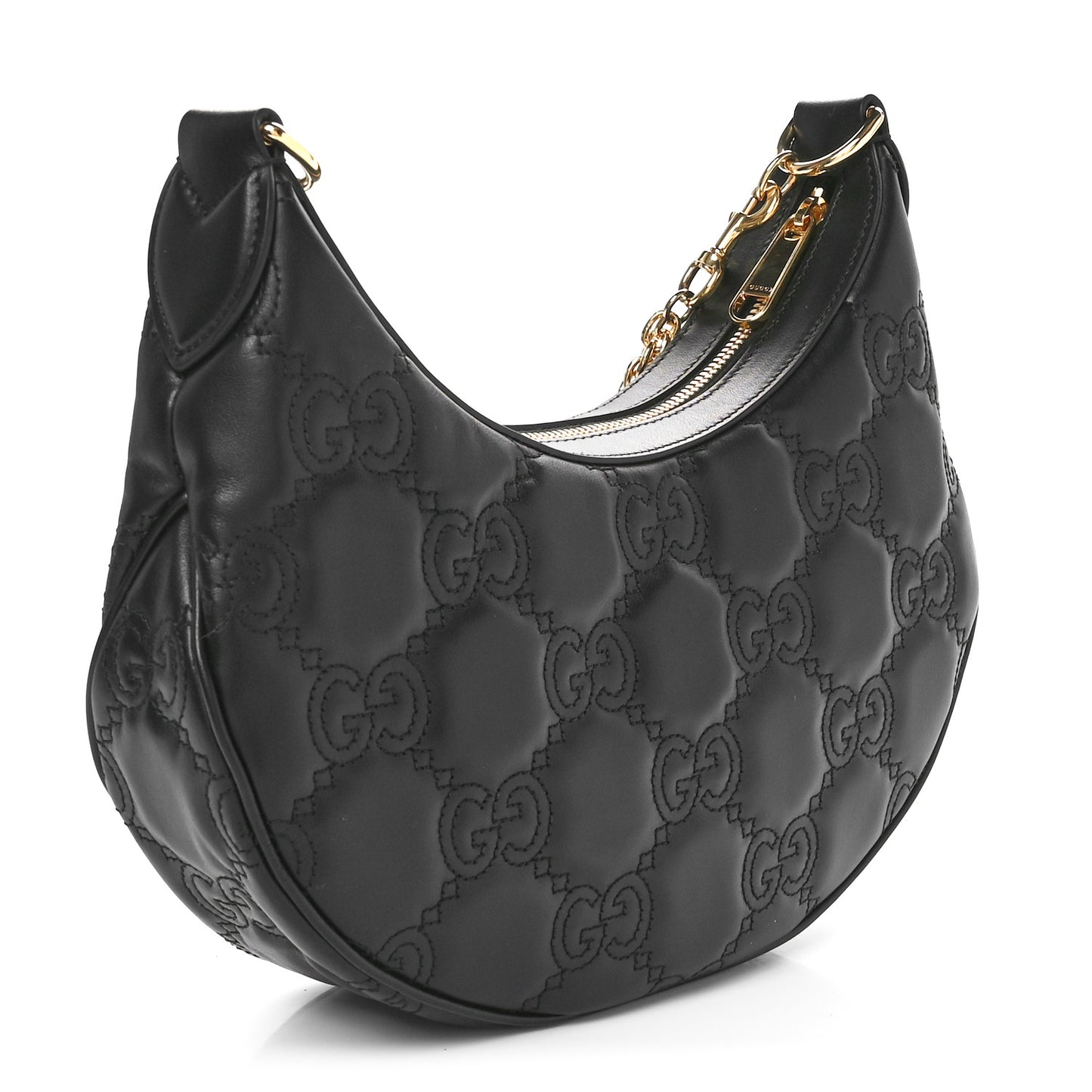 Calfskin GG Matelasse Small Hobo Shoulder Bag Black