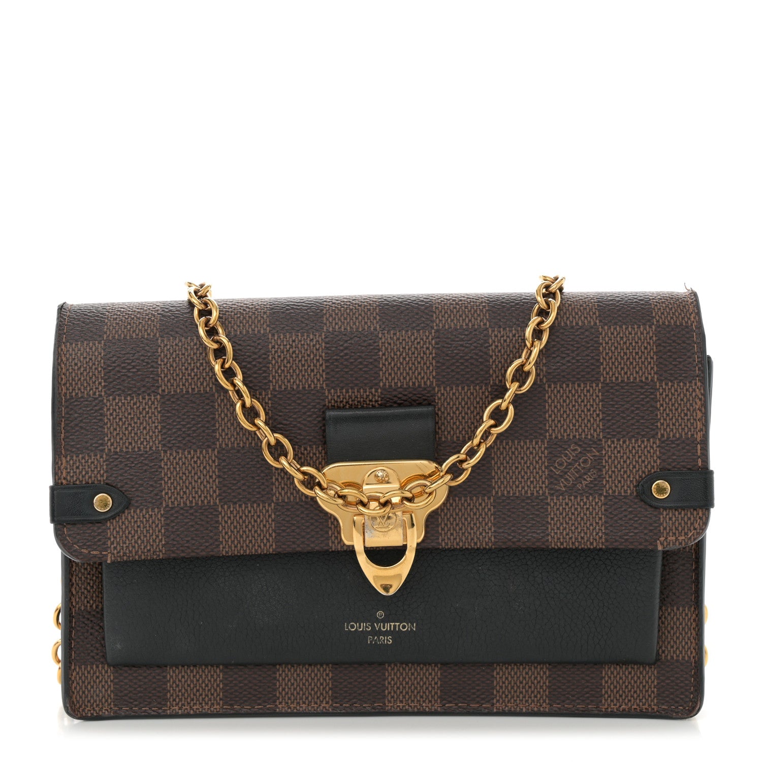 Louis Vuitton Damier Ebene Vavin Chain Wallet Black 1746252