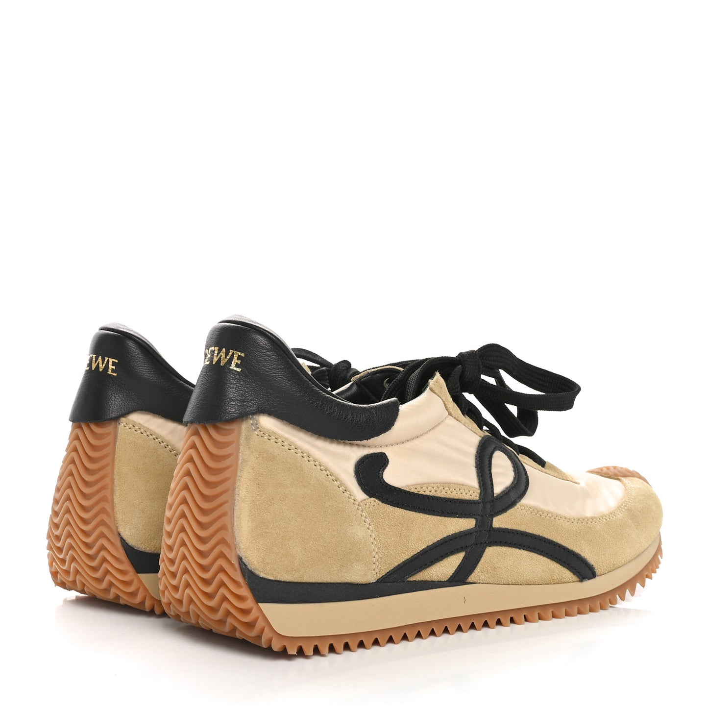 Nylon Suede Flow Runner Sneakers 39 Gold Black