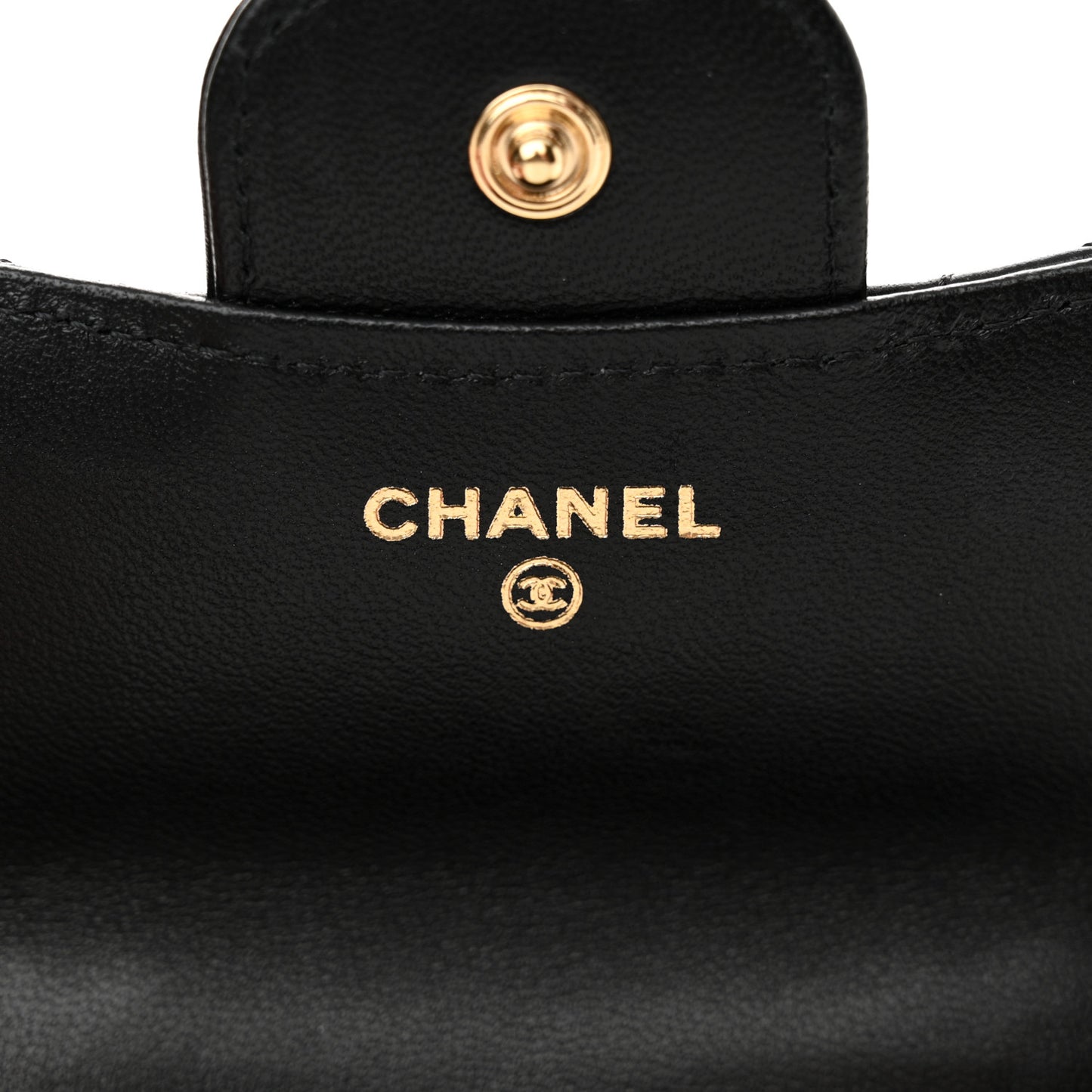 Lambskin Quilted Top Handle Flap Coin Purse With Chain Black