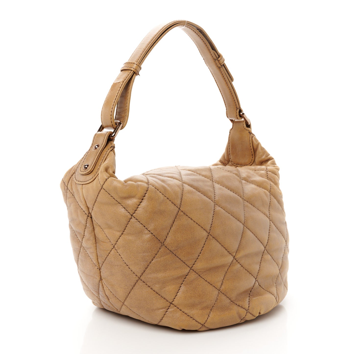 Lambskin Quilted Cloudy Bundle Hobo Beige