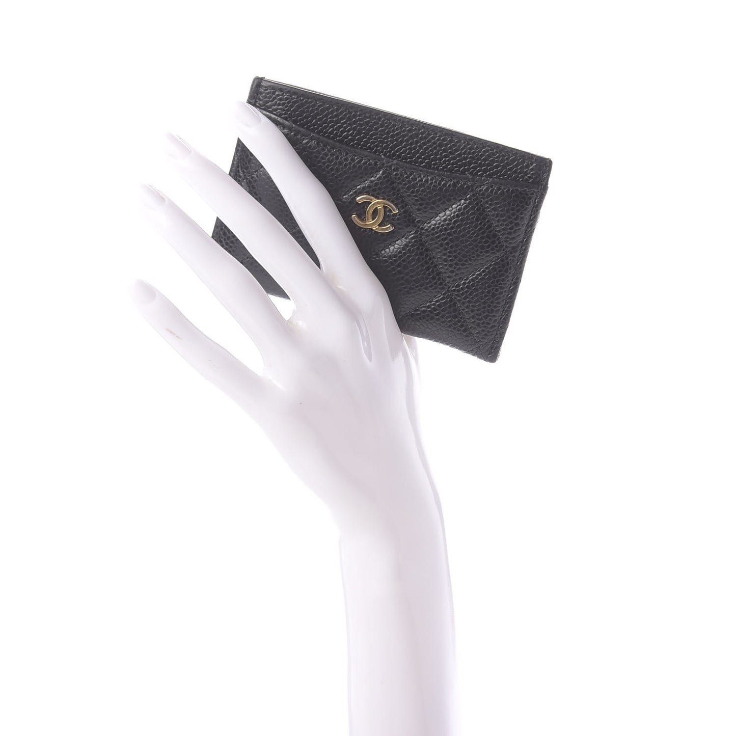 Caviar Quilted Card Holder Black
