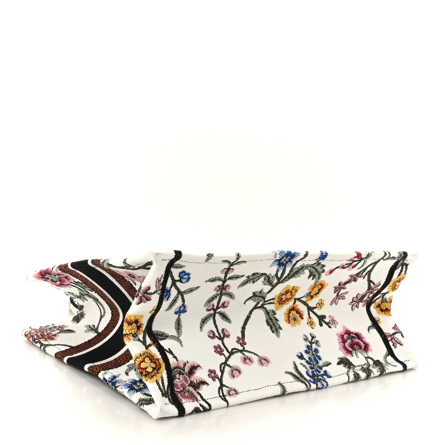 Raffia Embroidered Petites Fleurs Medium Book Tote White Multicolor
