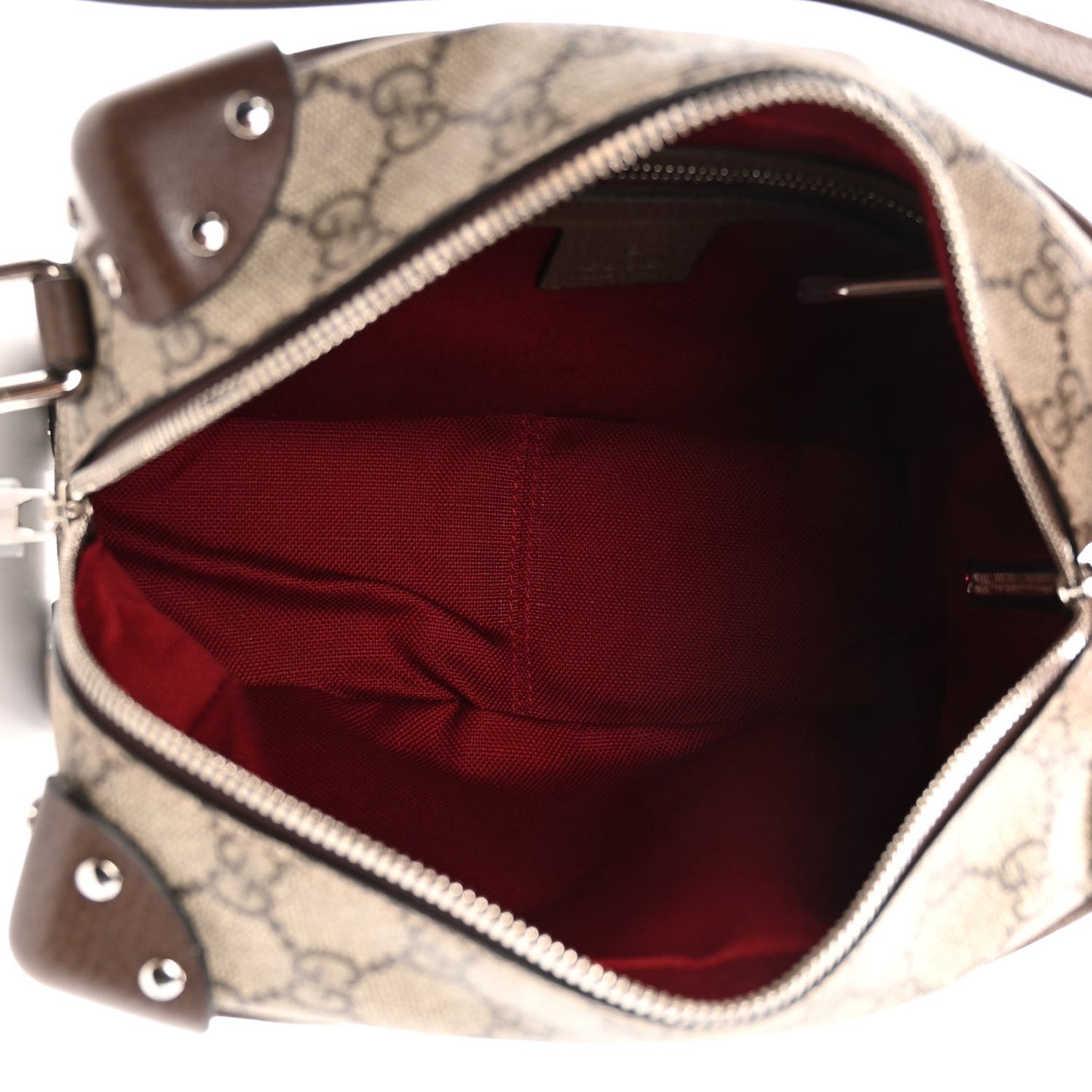 GG Supreme Monogram Textured Calfskin Square Messenger Bag Beige Ebony New Acero