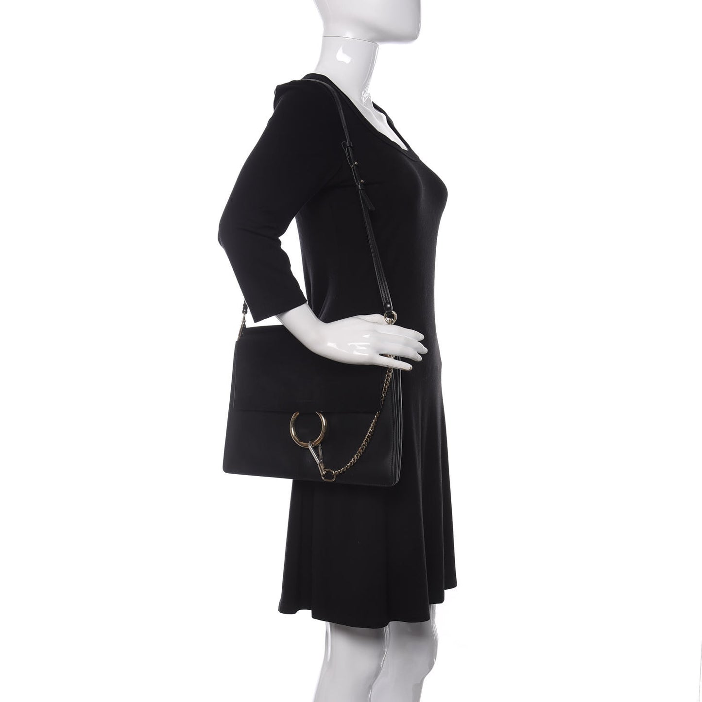 Suede Calfskin Medium Faye Shoulder Bag Black