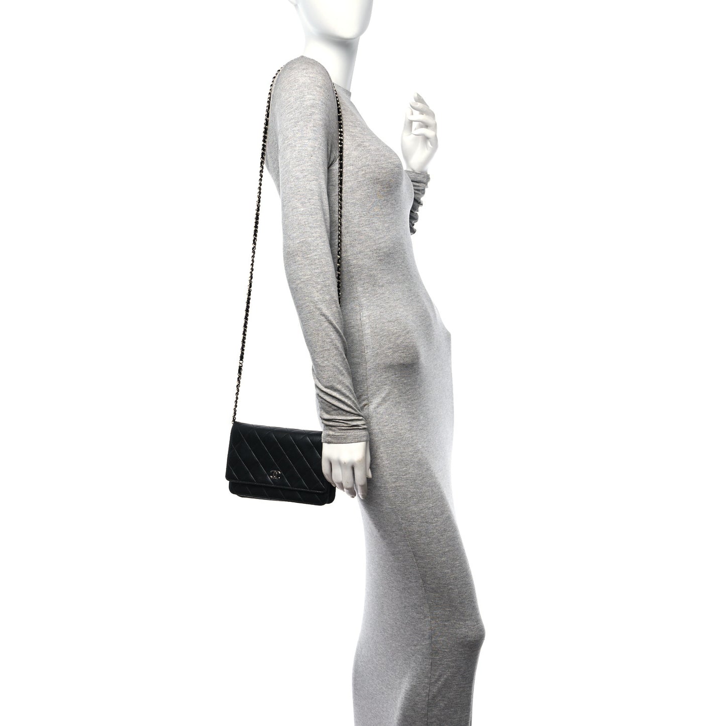 Lambskin Quilted Wallet On Chain WOC Black