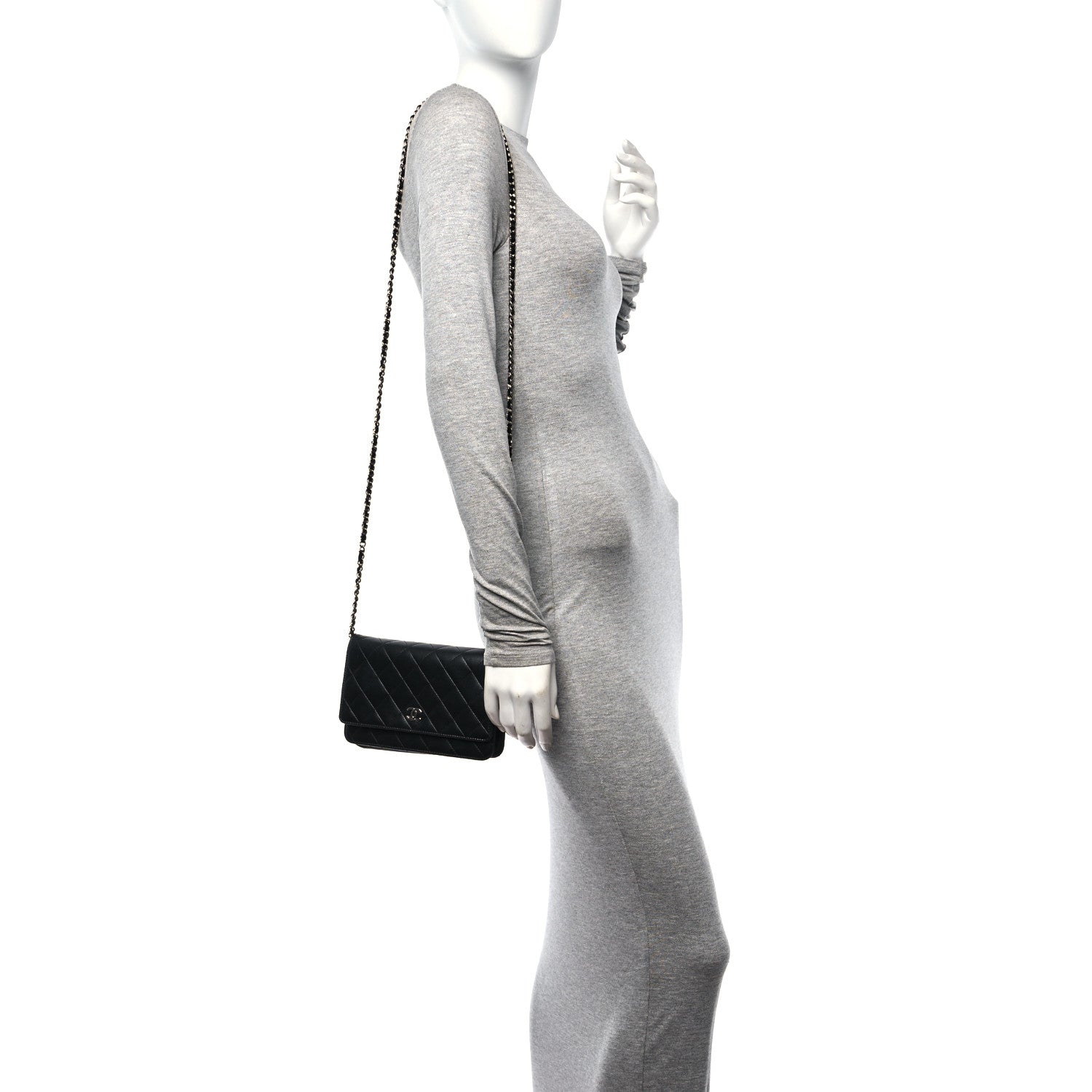 Chanel Lambskin Quilted Wallet On Chain WOC Black 2 of 11