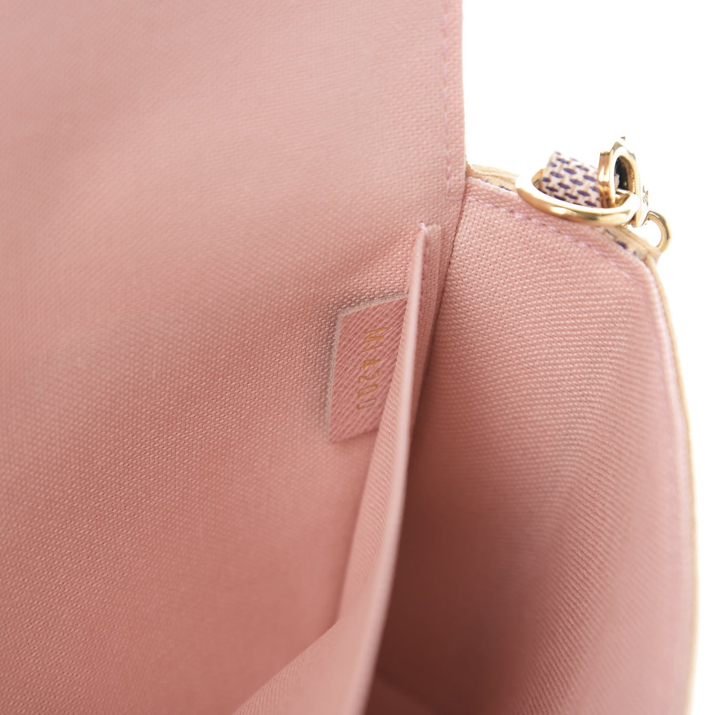 Damier Azur Pochette Felicie Chain Wallet Rose Ballerine