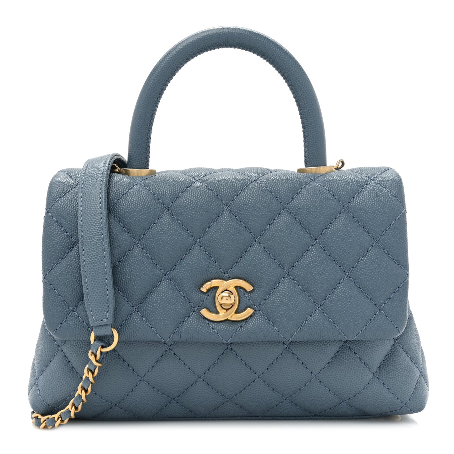Caviar Quilted Mini Coco Handle Flap Blue