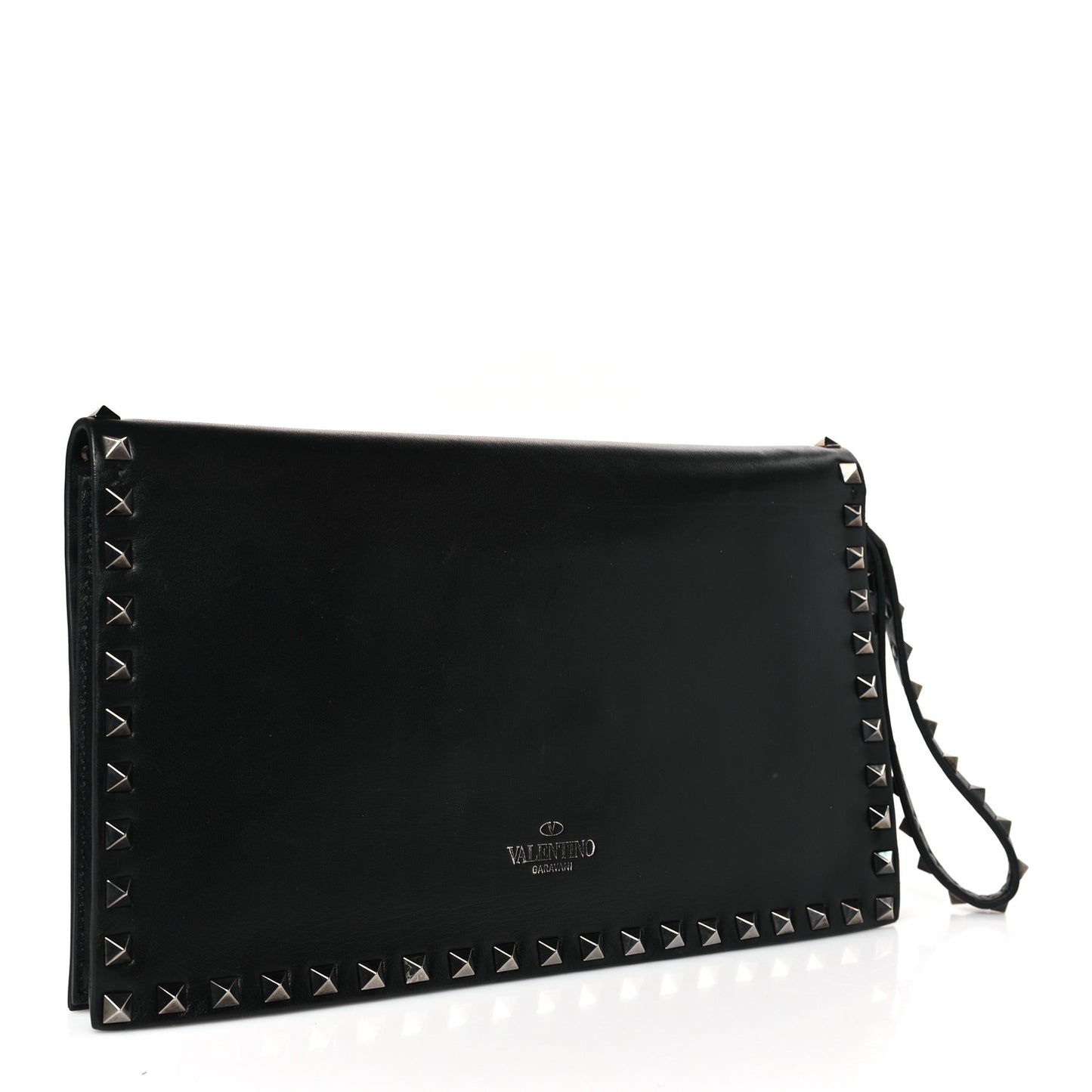 Nappa Rockstud Wristlet Clutch Black
