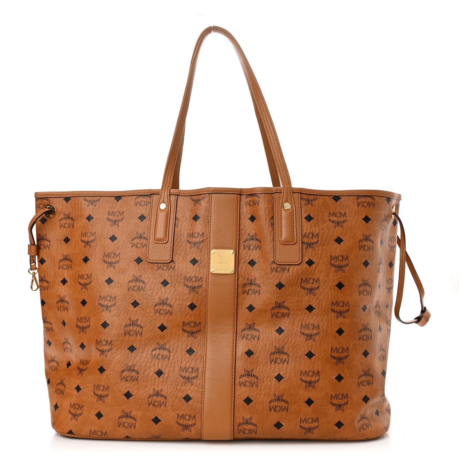 MCM Visetos Large Liz Reversible Shopper Tote Cognac 3 of 15