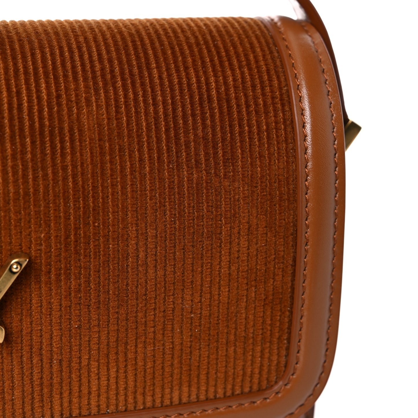 Courduroy Small Solferino Satchel Brown