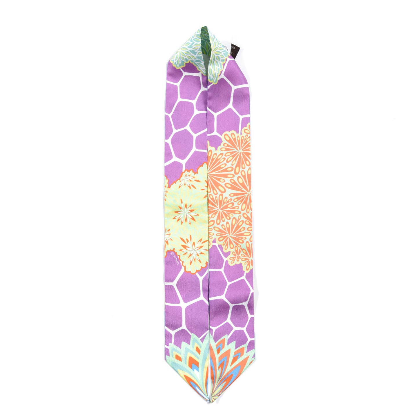 Silk The Three Graces Twilly Canard Mauve Jaune Fluo