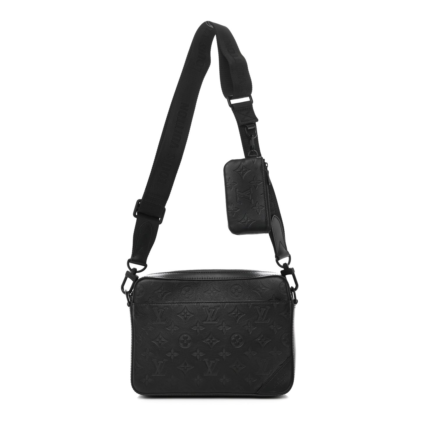 Calfskin Monogram Shadow Duo Messenger Black