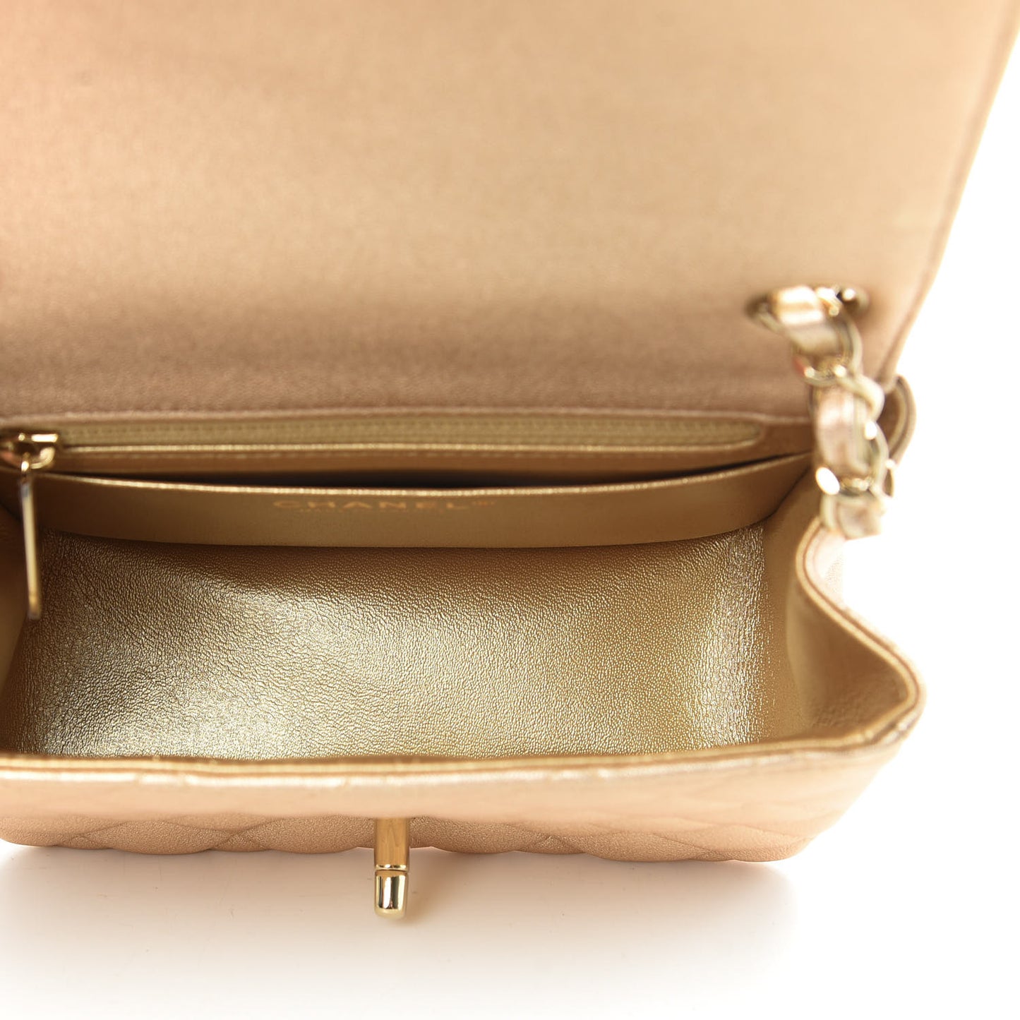 Metallic Lambskin Quilted Mini Square Flap Gold