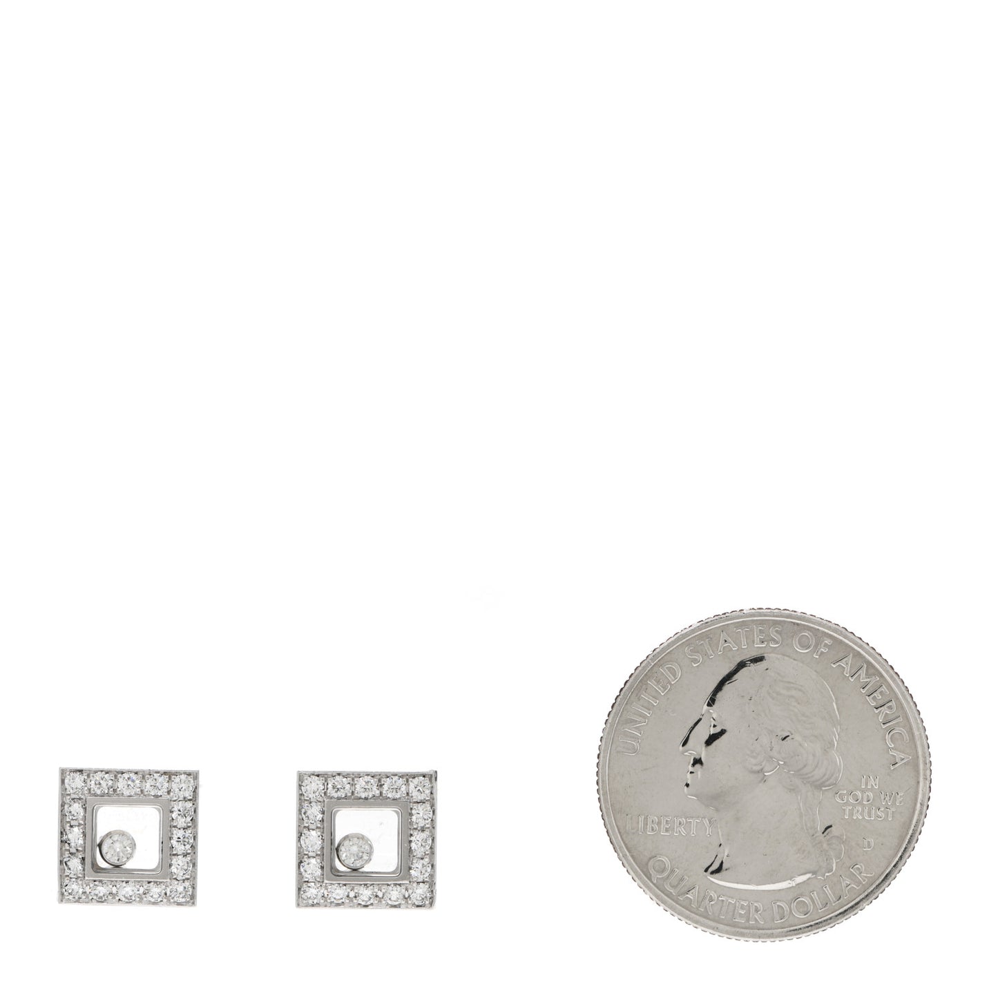 18K White Gold Happy Diamonds Square Earrings