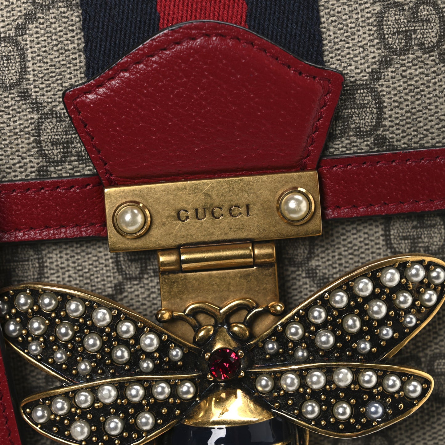 GG Supreme Monogram Small Queen Margaret Top Handle Bag Red