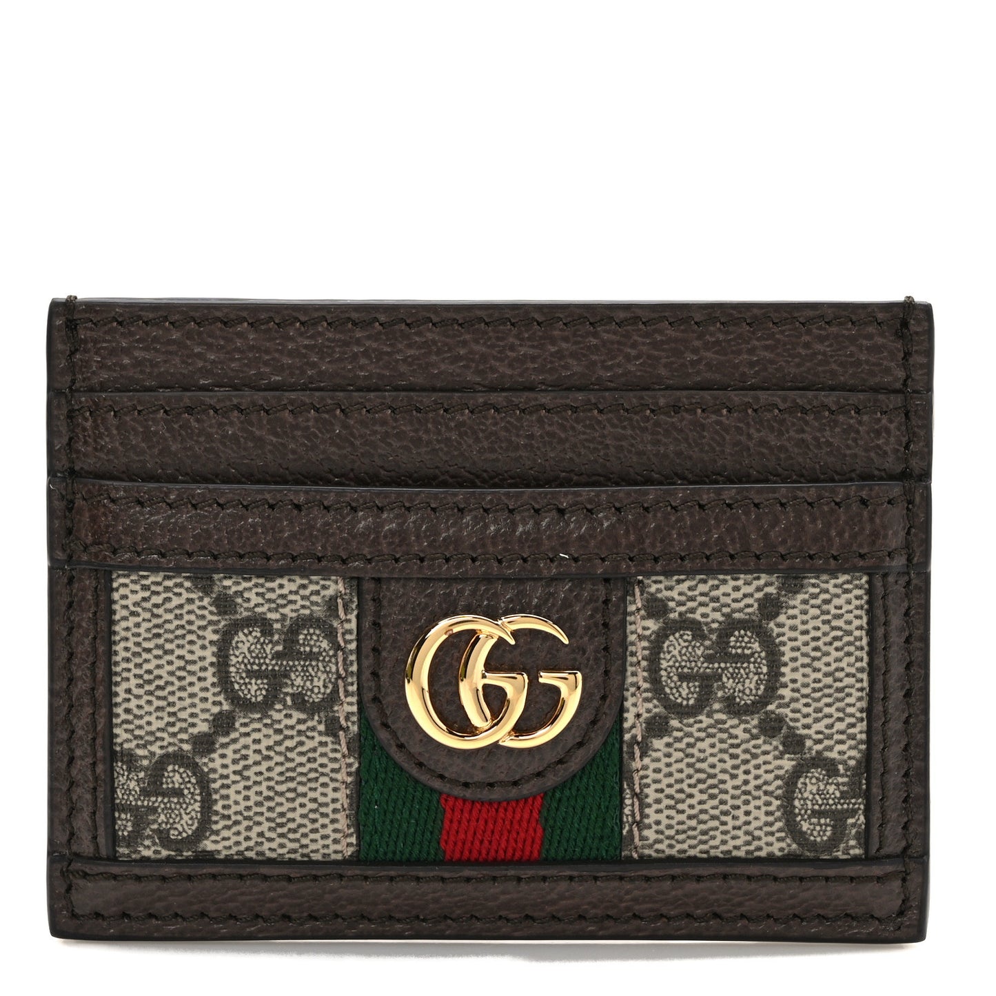 GG Supreme Monogram Ophidia Card Holder Brown