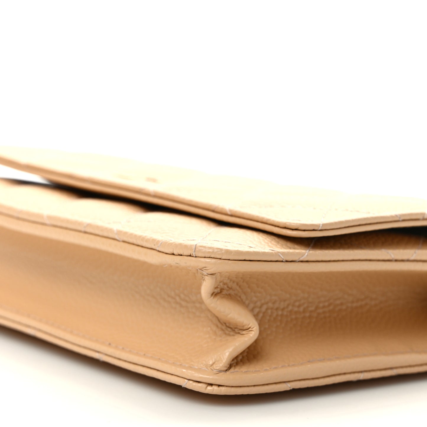 Caviar Quilted Wallet On Chain WOC Beige