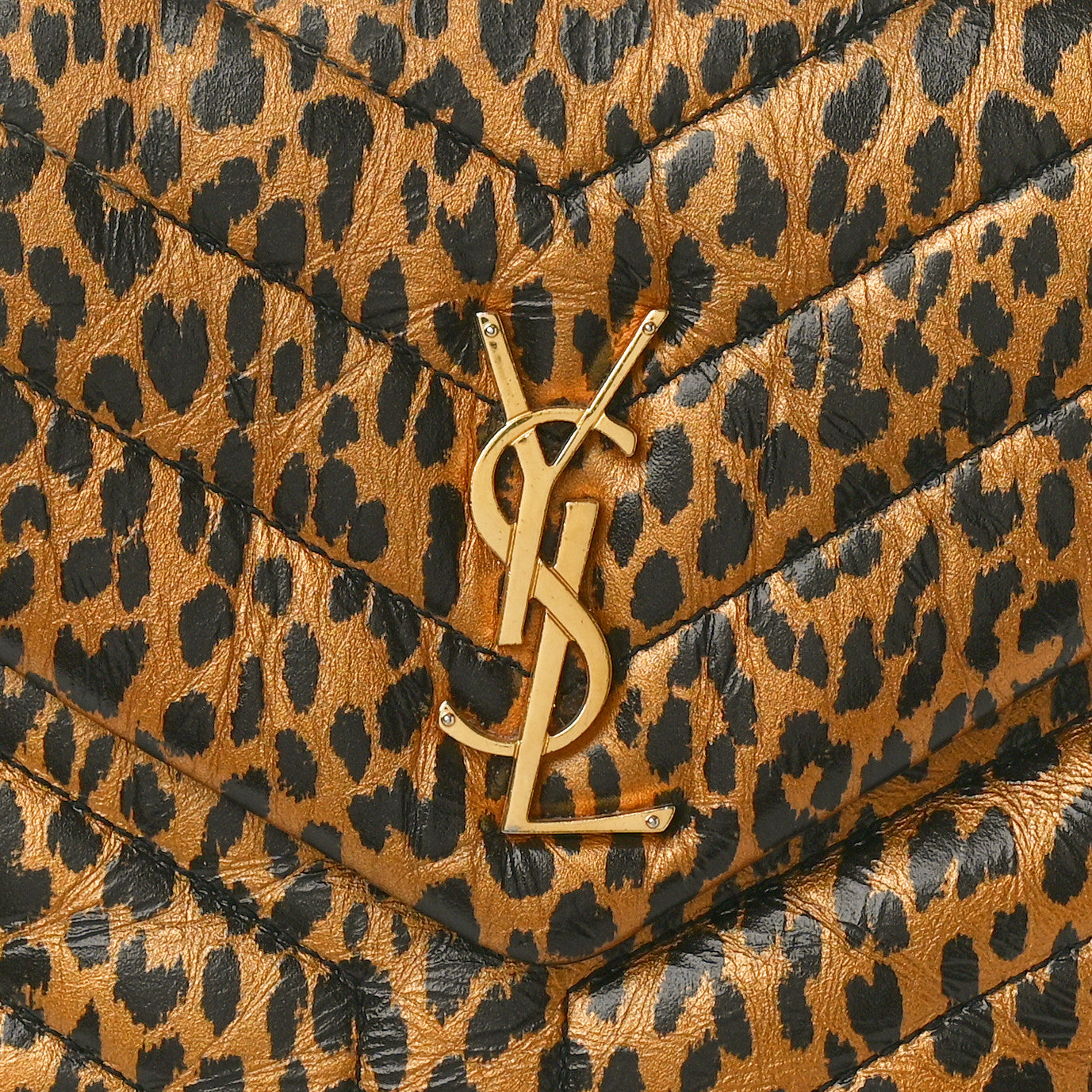 Calfskin Y Quilted Monogram Small Loulou Chain Satchel Leopard