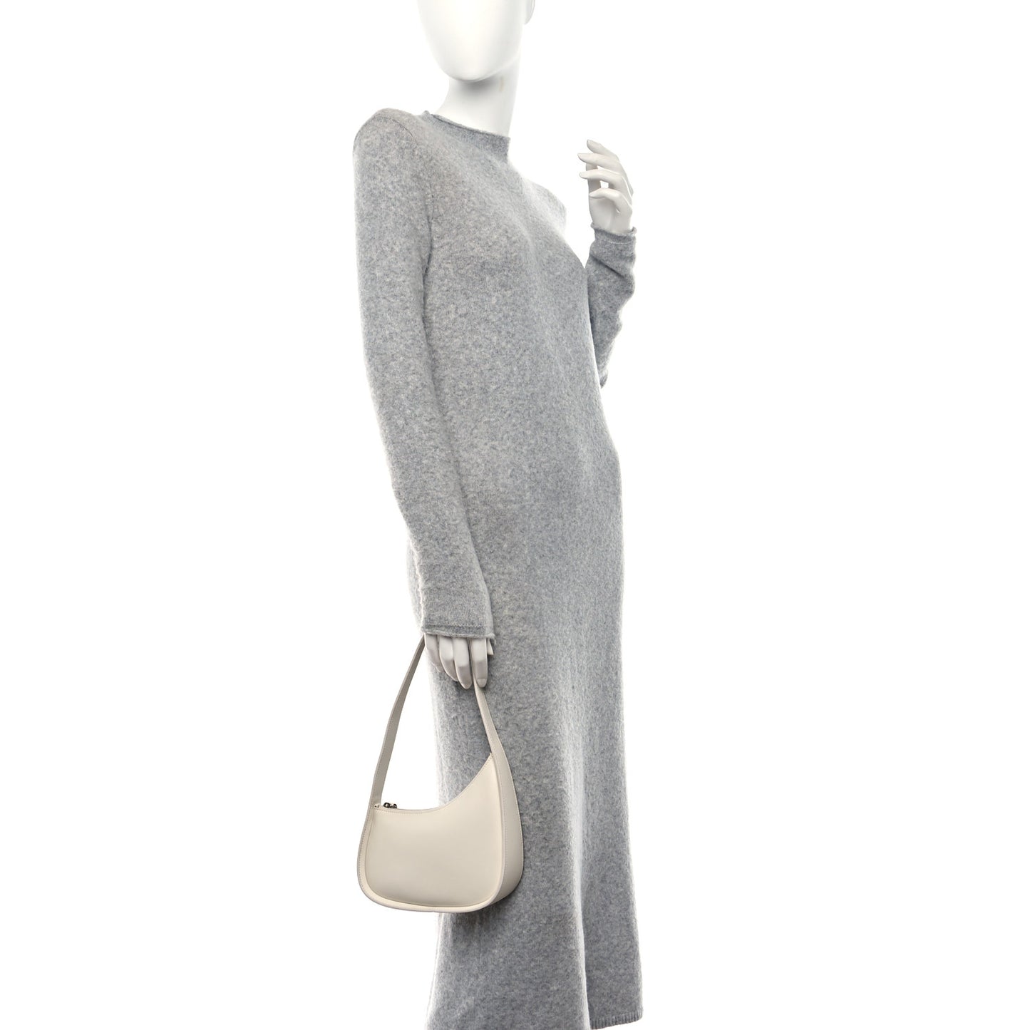 Smooth Calfskin Half Moon Shoulder Bag New Ivory