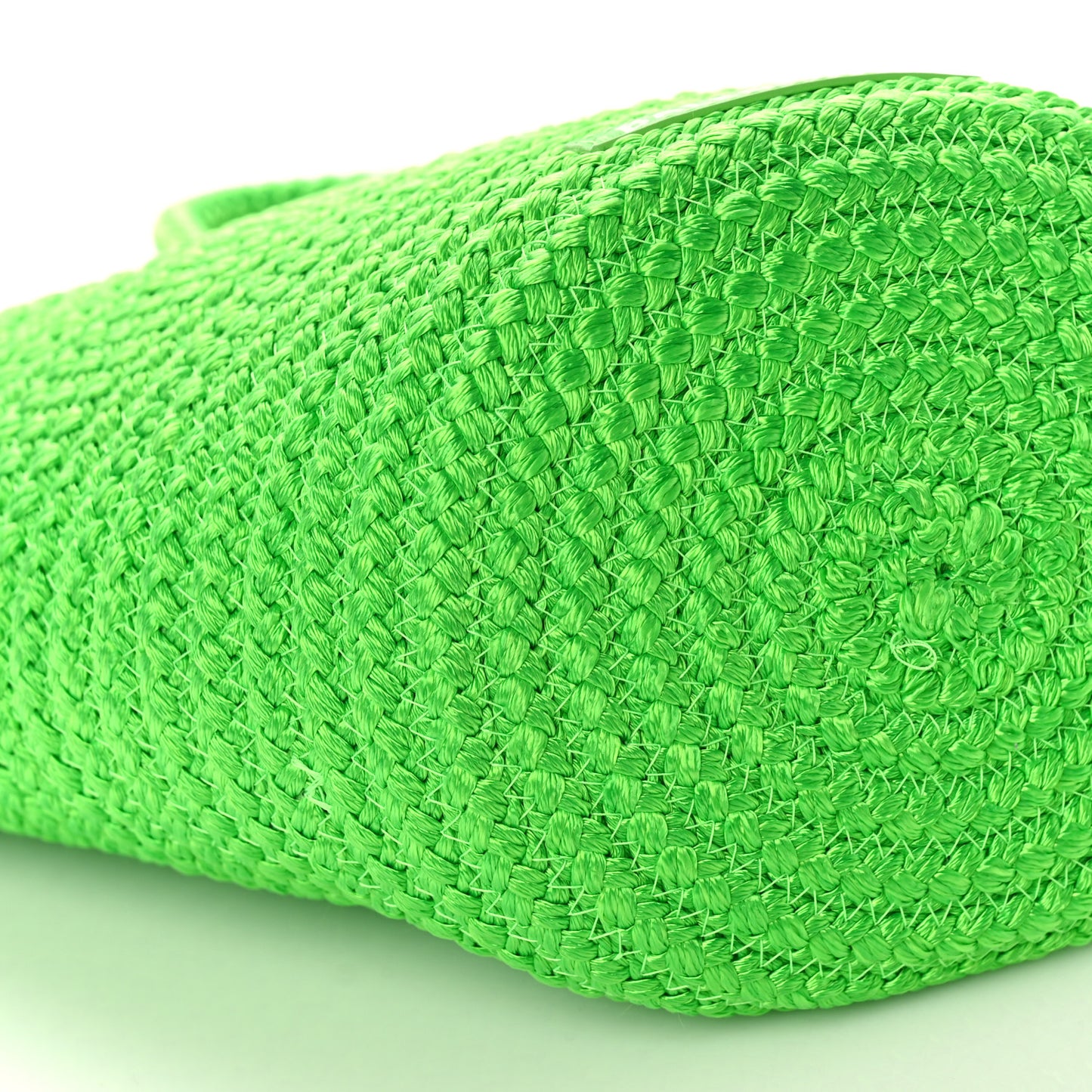 Nylon Lambskin Woven Small Ibiza Basket With Strap Green