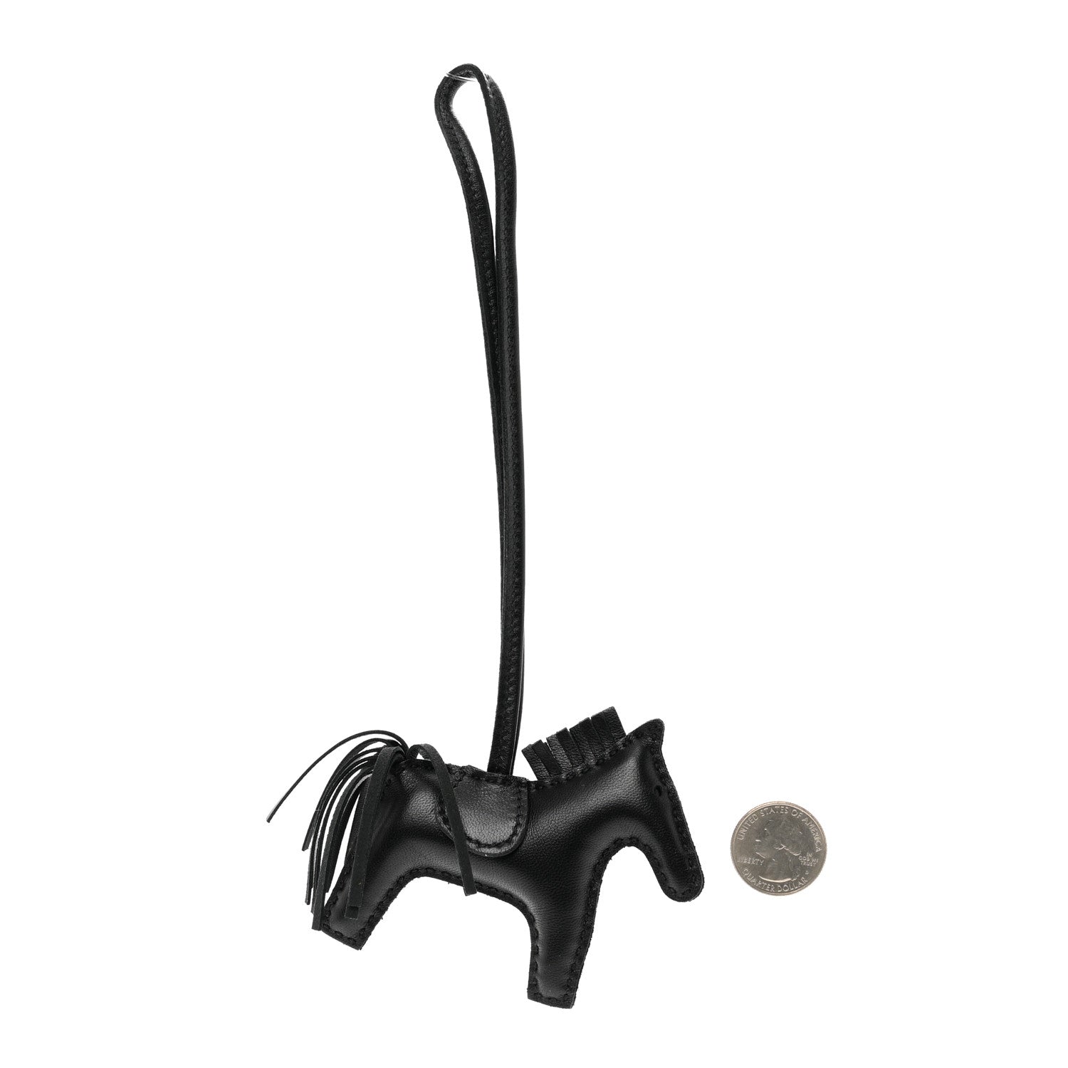 Hermes Milo Lambskin Grigri Rodeo Horse Bag Charm PM So Black 2 of 4
