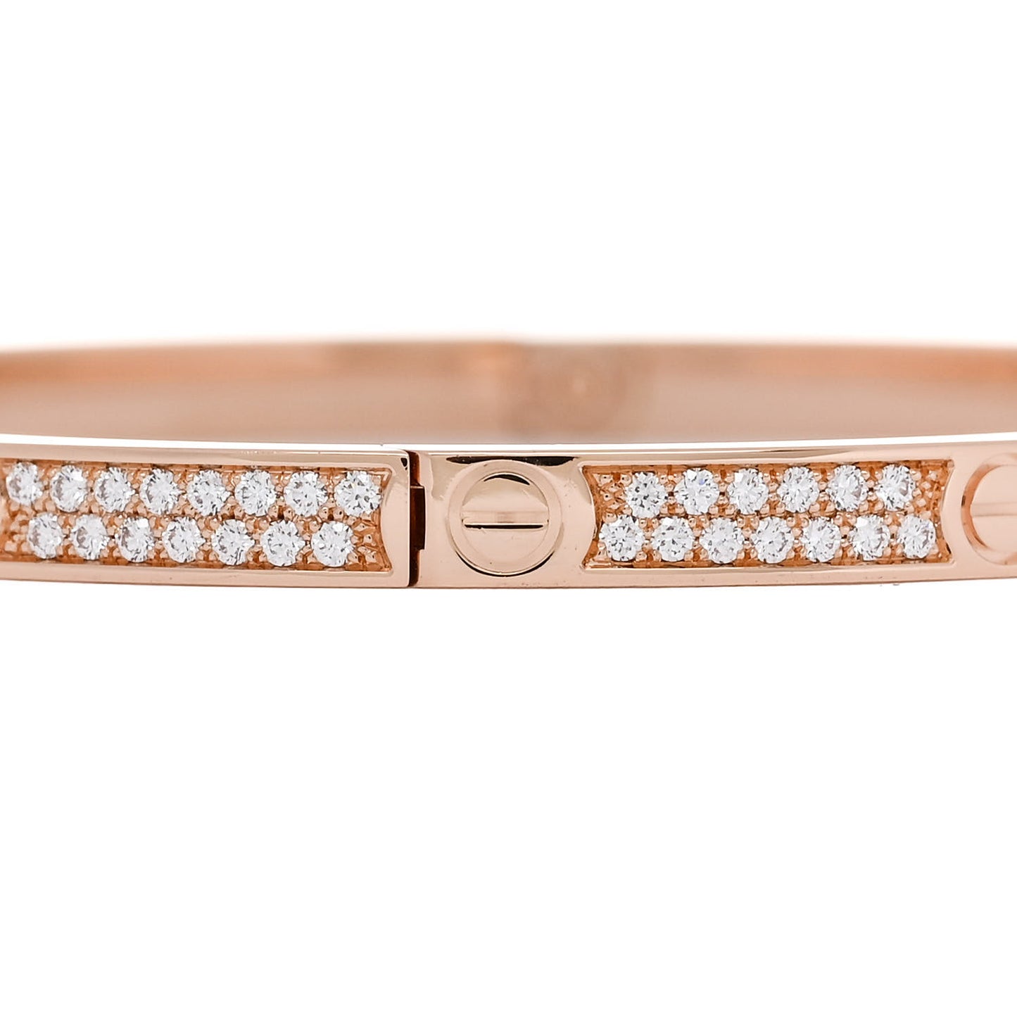18K Pink Gold Diamond Small LOVE Paved Bracelet 17