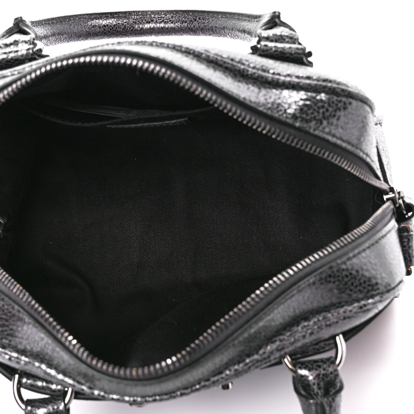Metallic Calfksin Virtus Small Bowling Bag Grey