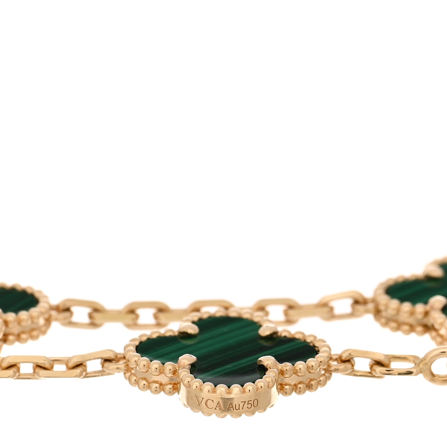 Van Cleef & Arpels 18K Yellow Gold Malachite 5 Motifs Vintage Alhambra Bracelet 3 of 4