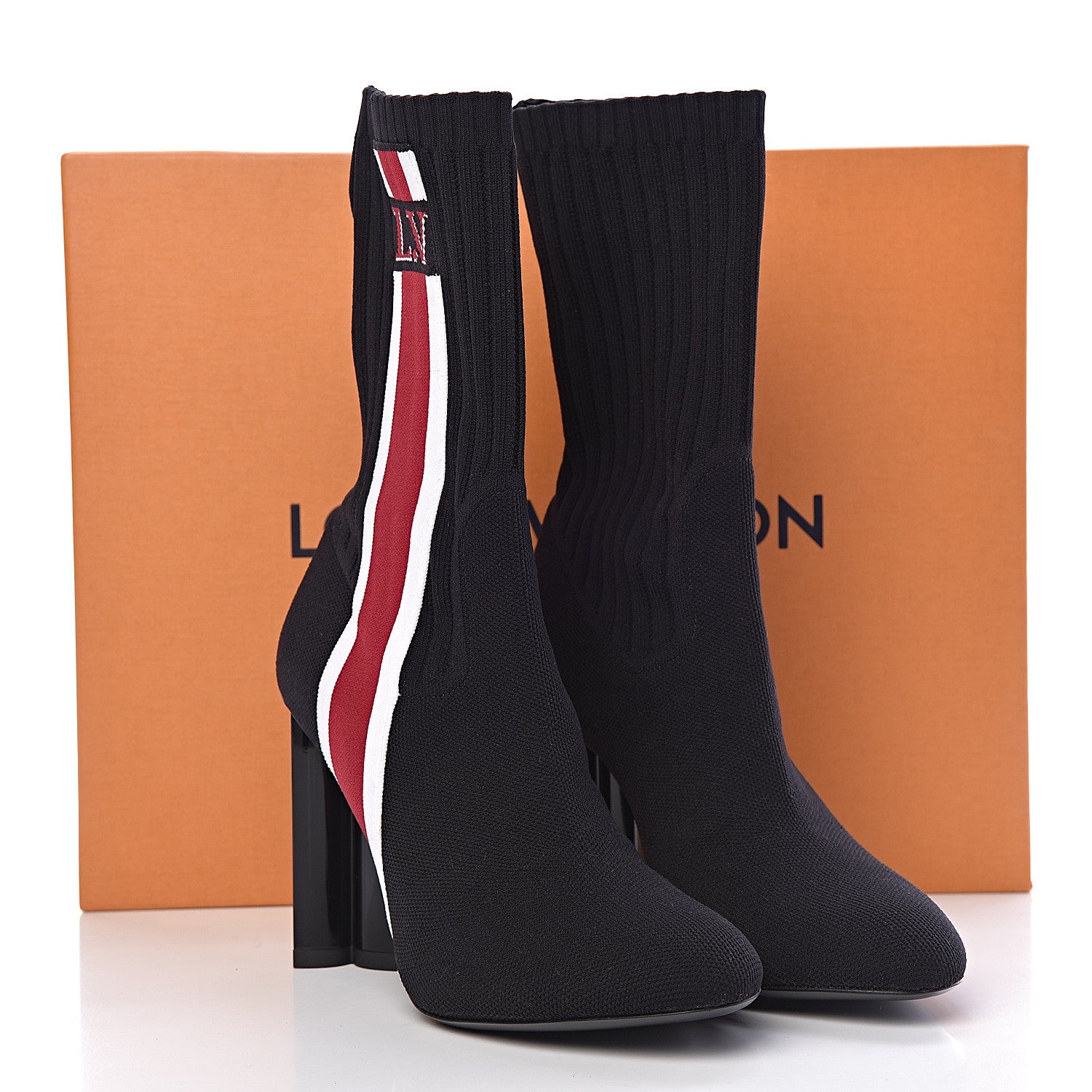 Louis Vuitton Stretch Fabric Silhouette Stripe Ankle Boots 37.5 Black 9 of 9