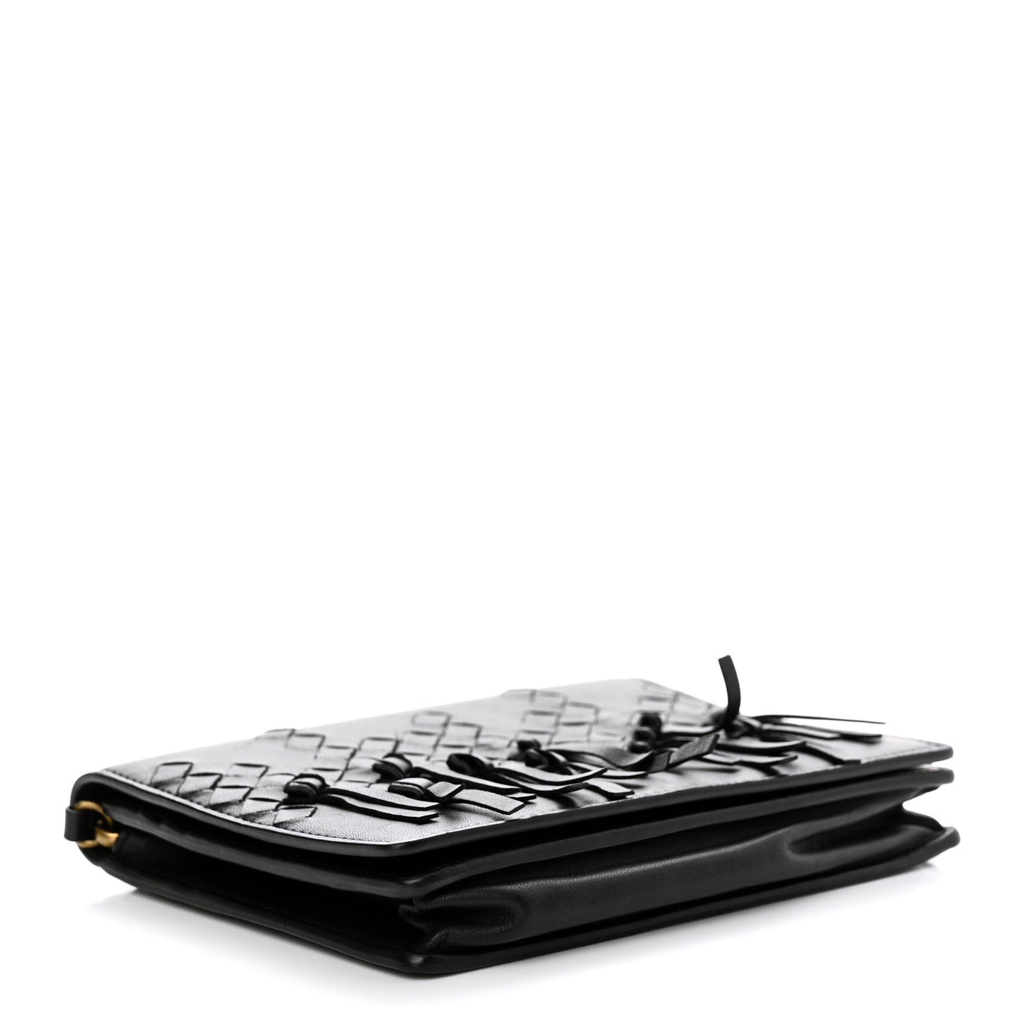 Nappa Intrecciato Fringe Chain Wallet Black