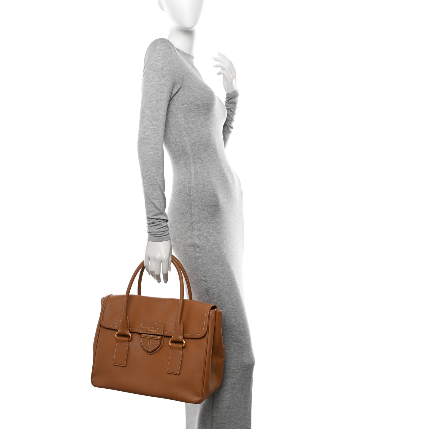 Saffiano Flap Tote Caramel