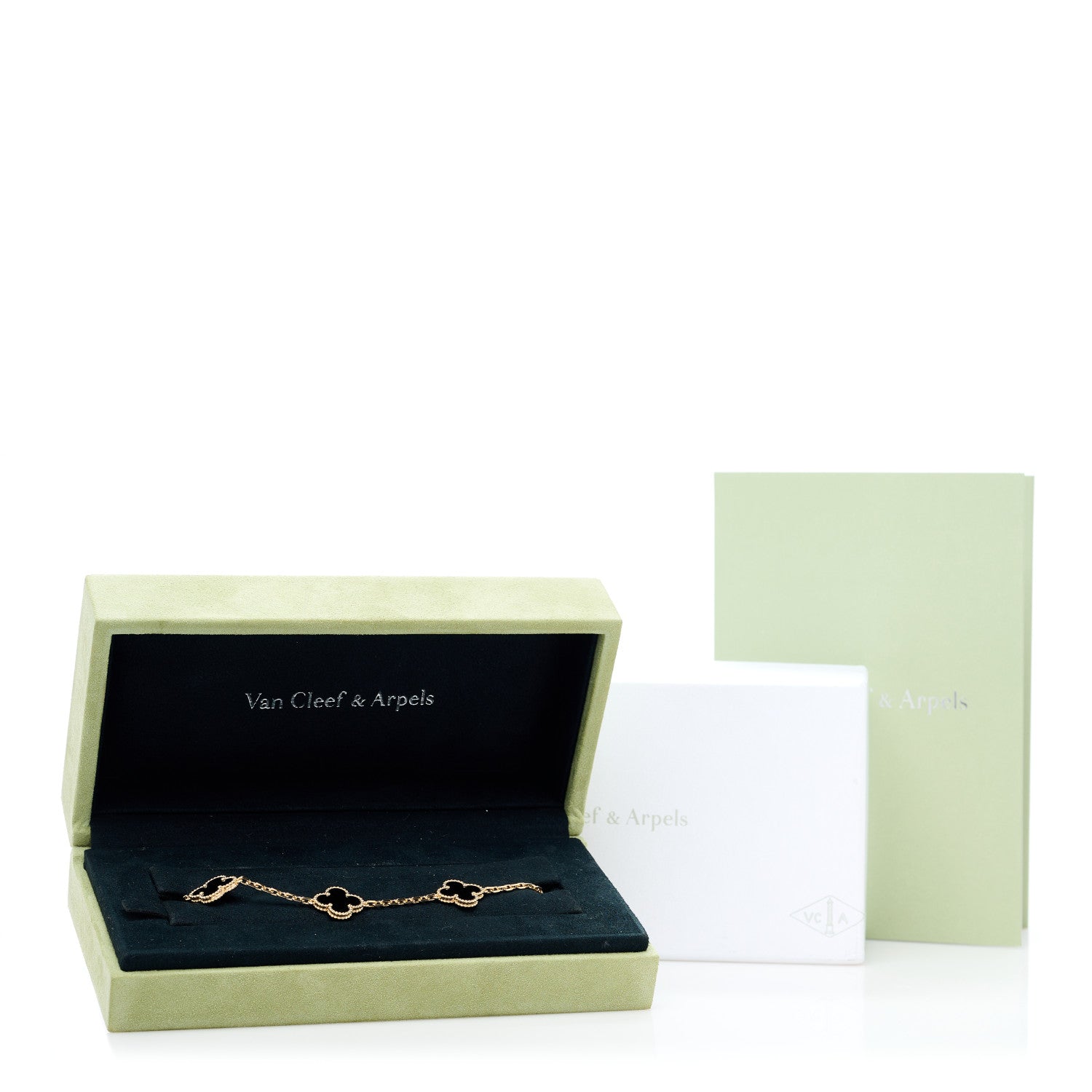 Van Cleef & Arpels 18K Yellow Gold Black Onyx 5 Motifs Vintage Alhambra Bracelet 5 of 5