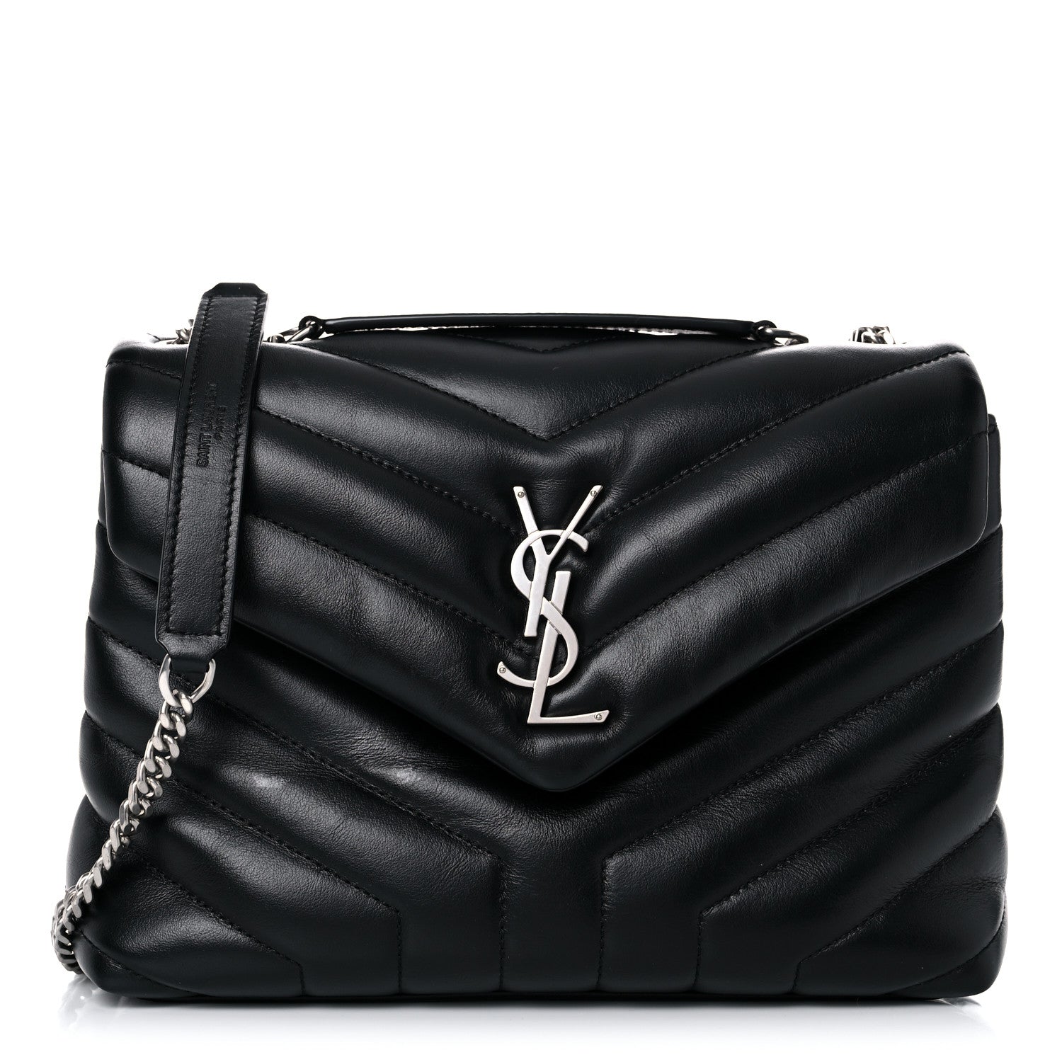 Saint Laurent Calfskin Y Quilted Monogram Small Loulou Chain Satchel Black 1 of 16