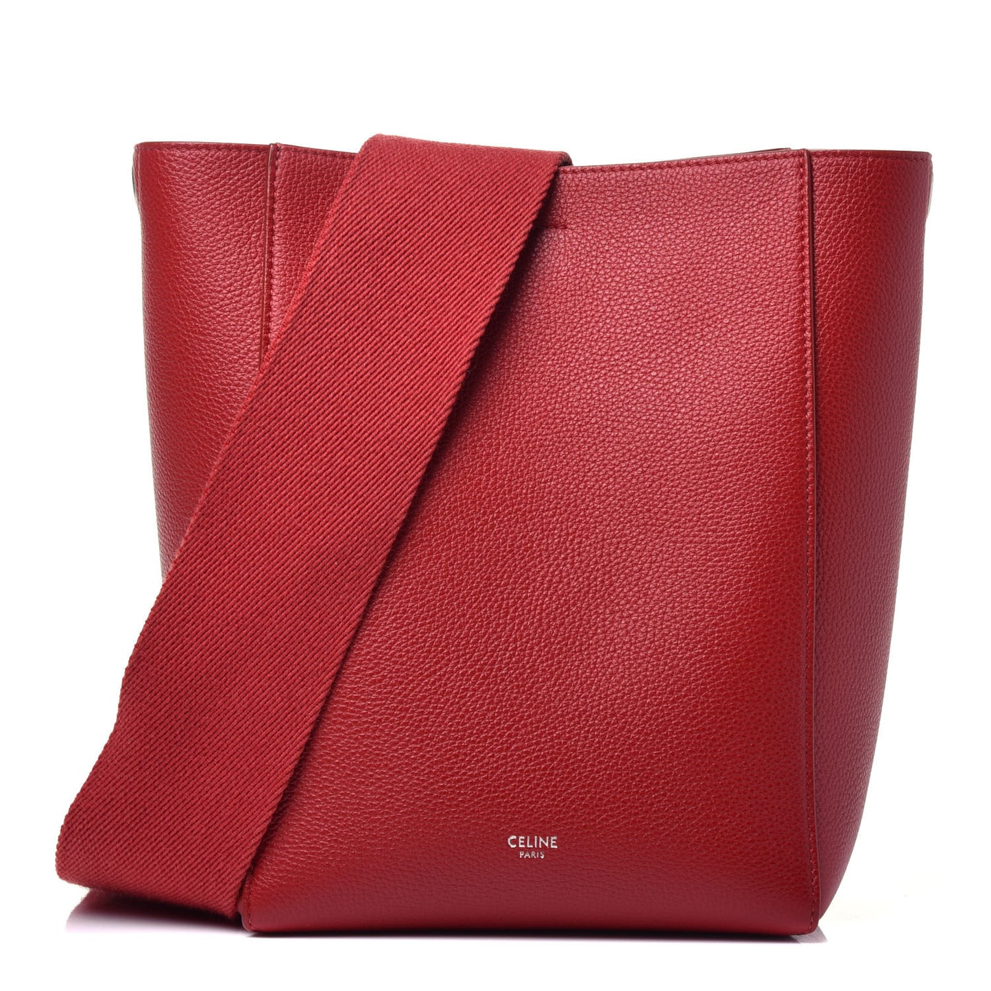 Soft Grained Calfskin Small Sangle Bucket Bag Red
