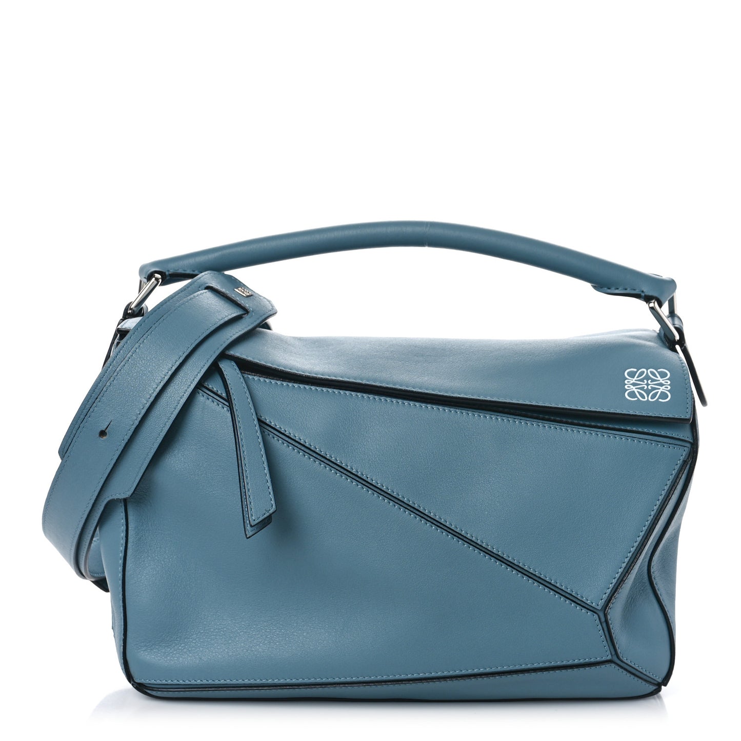 Calfskin Medium Puzzle Bag Stone Blue
