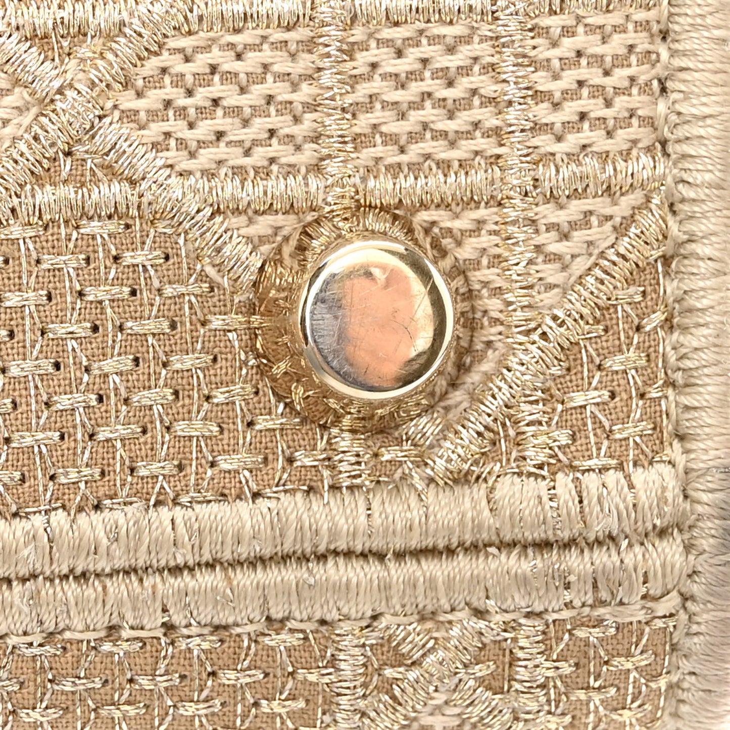 Canvas Embroidered Cannage Medium Lady D-Lite Beige