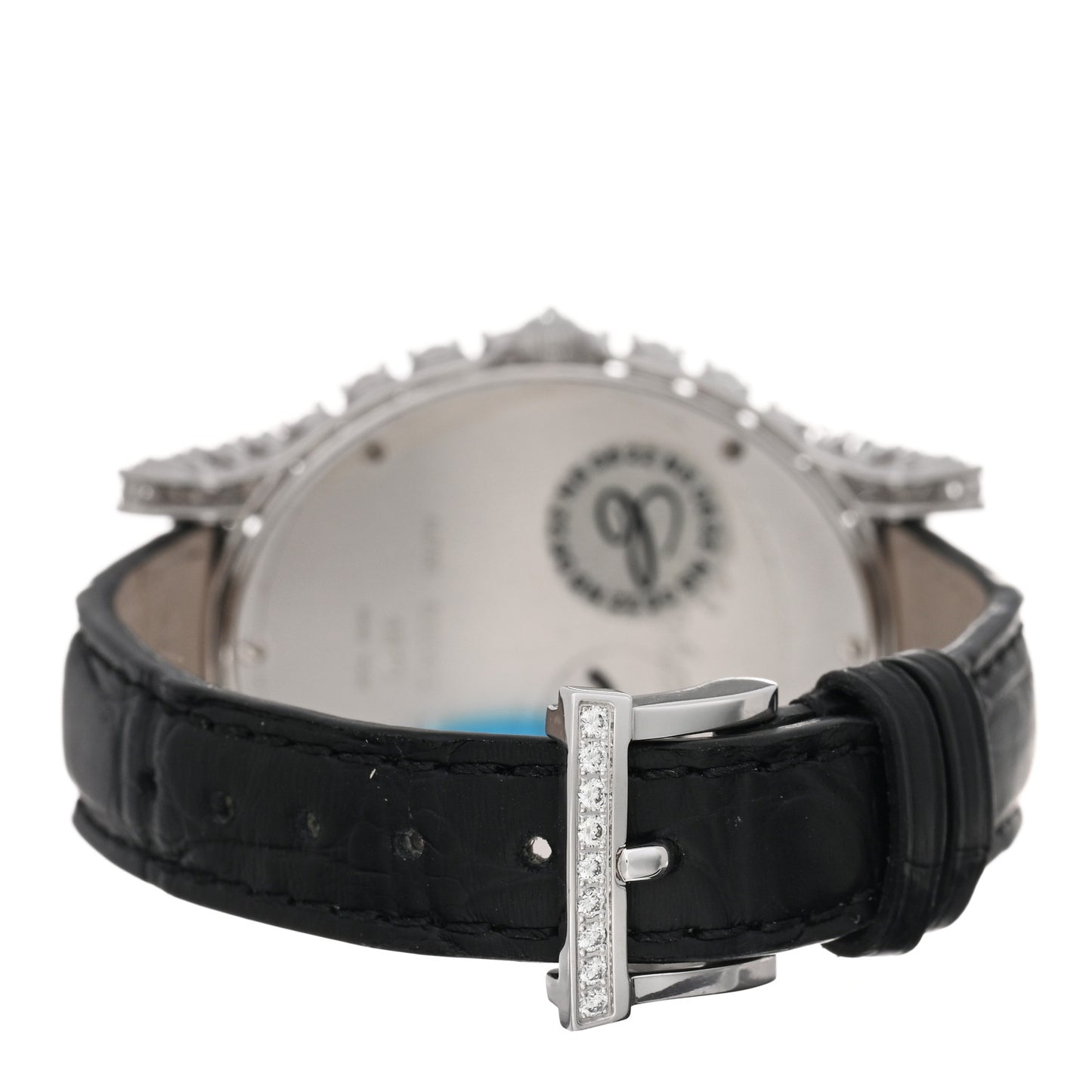 18K White Gold Alligator Diamond Bezel 34mm L’Heure du Diamant Oval Quartz Watch