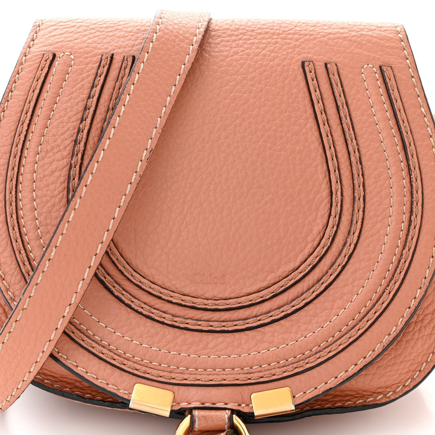 Calfskin Mini Marcie Round Crossbody Bag Peach Bloom